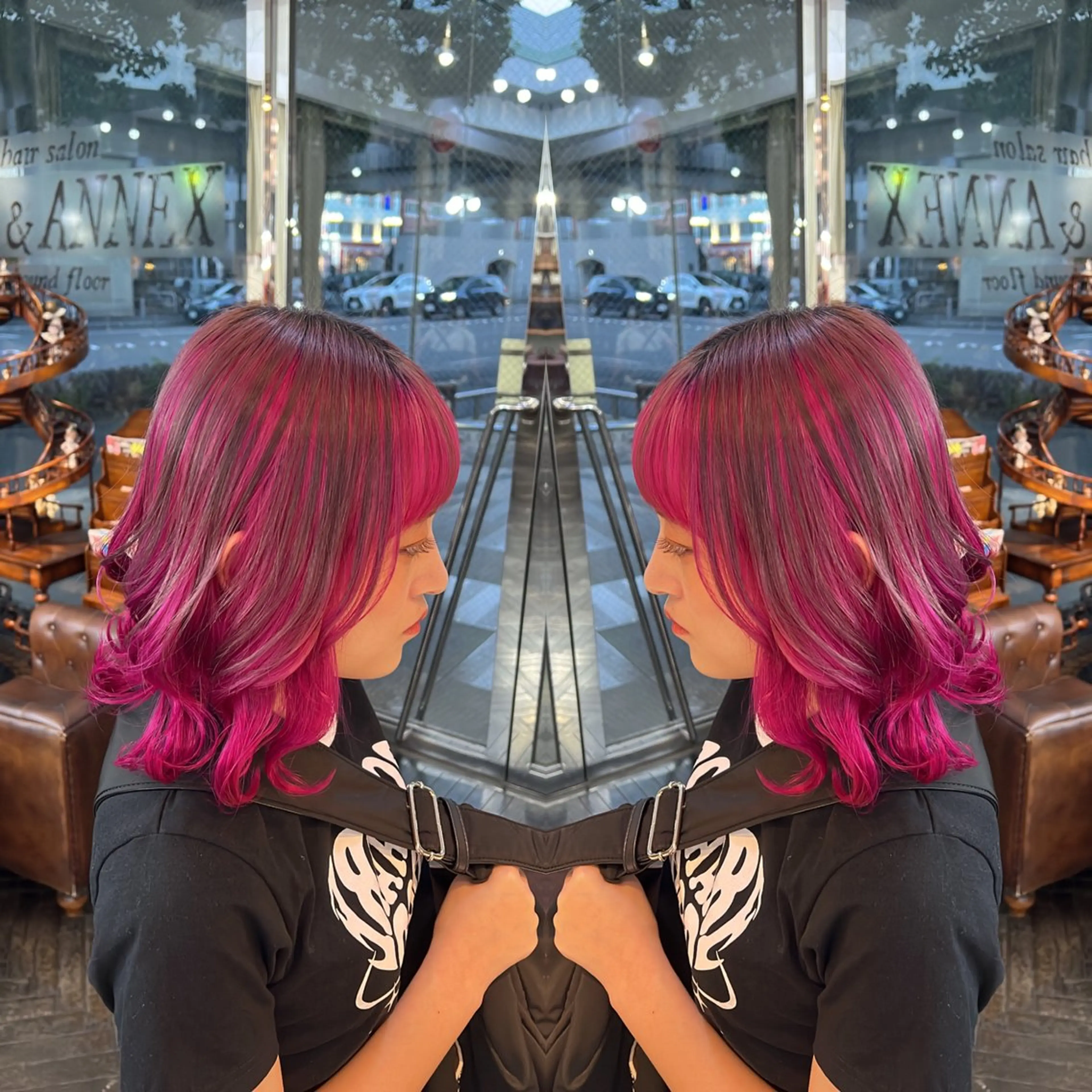 ミディアム カラー ヘアカラー トリートメント レイヤー/ボブ/ ミニボブ/AOIのヘアスタイル