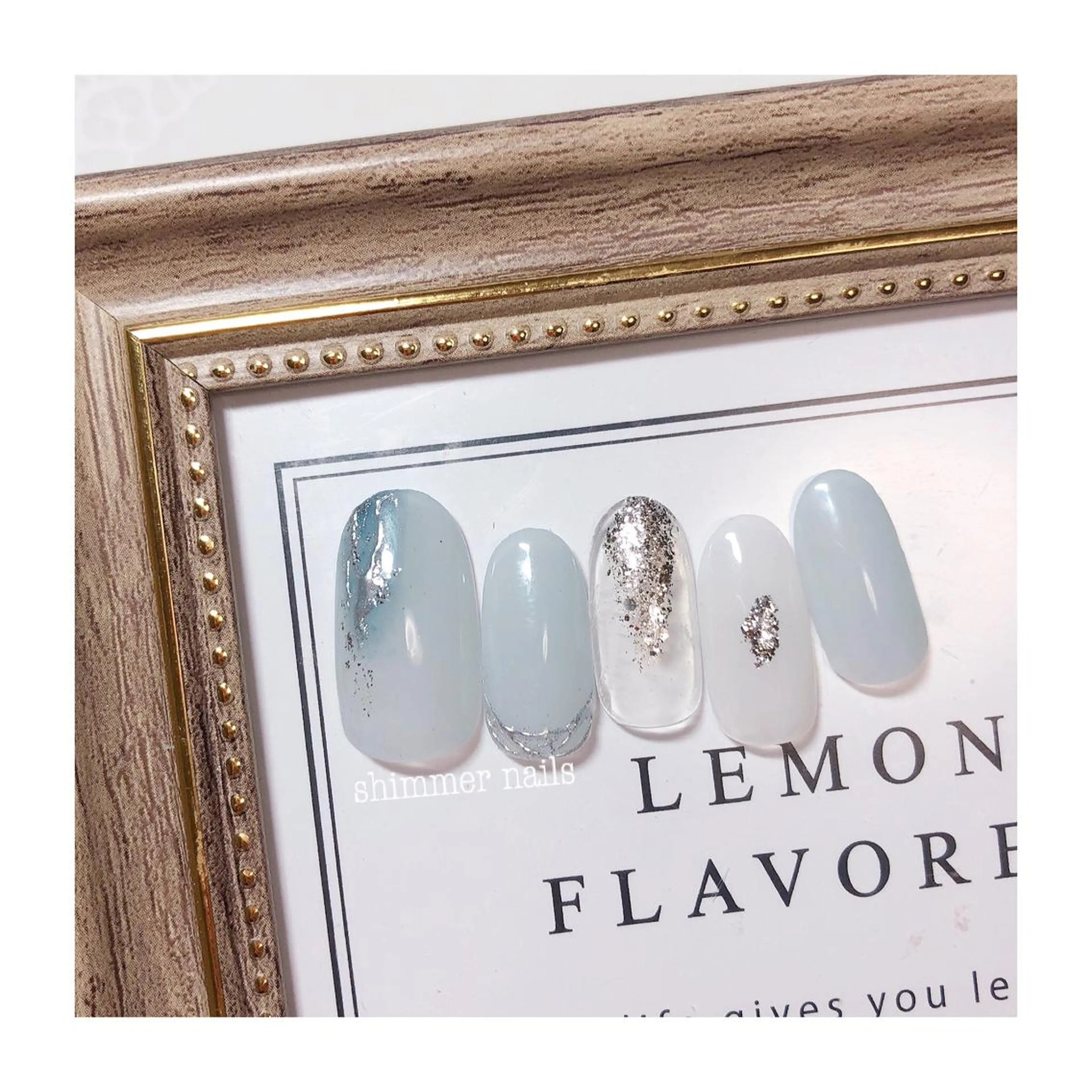 ネイル ブルー フットネイル shimmer nailsのネイルデザイン