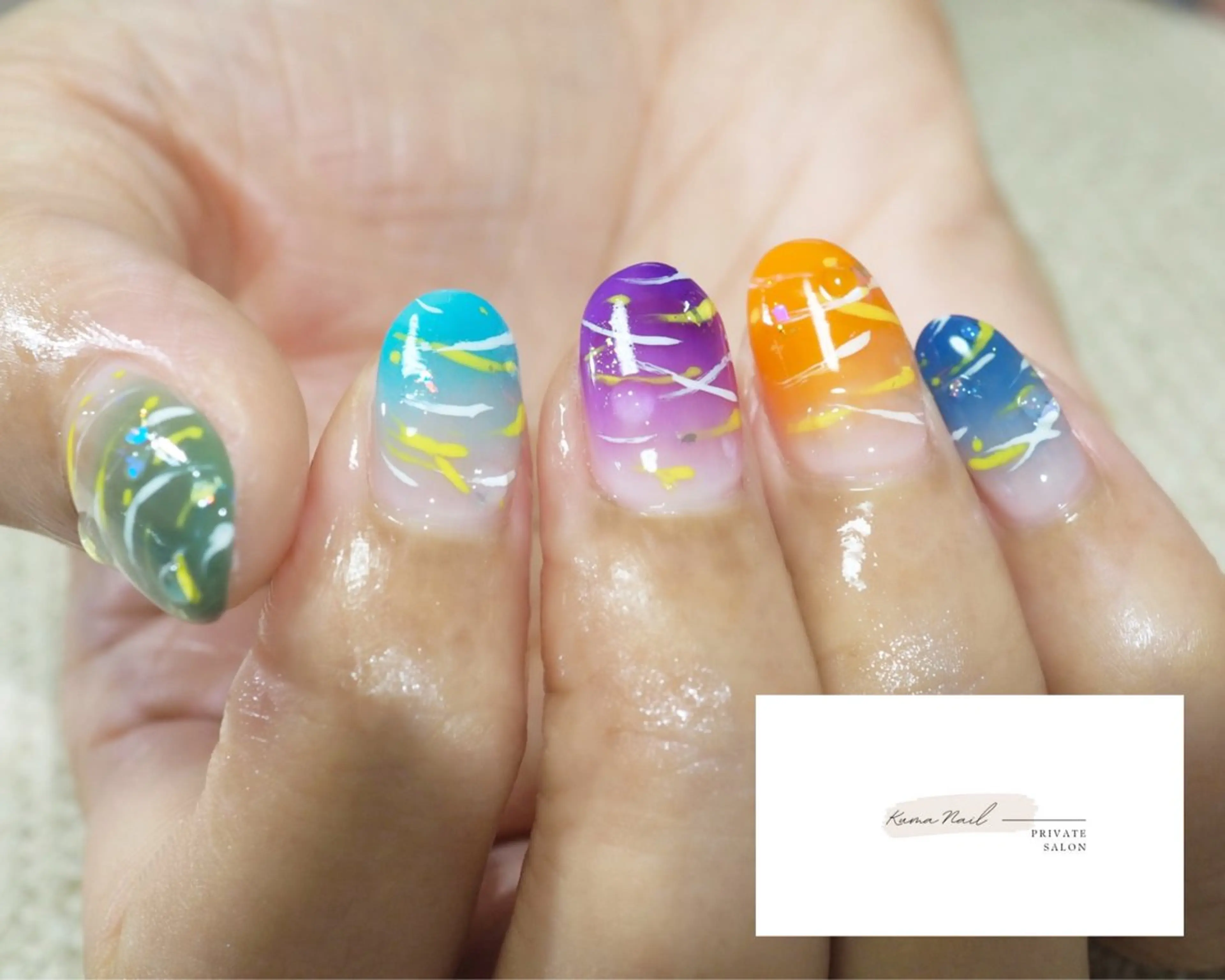 ネイル グラデーション 持ち込み 夏ネイル 藤が丘/守山/長久手 Kuma Nailのネイルデザイン