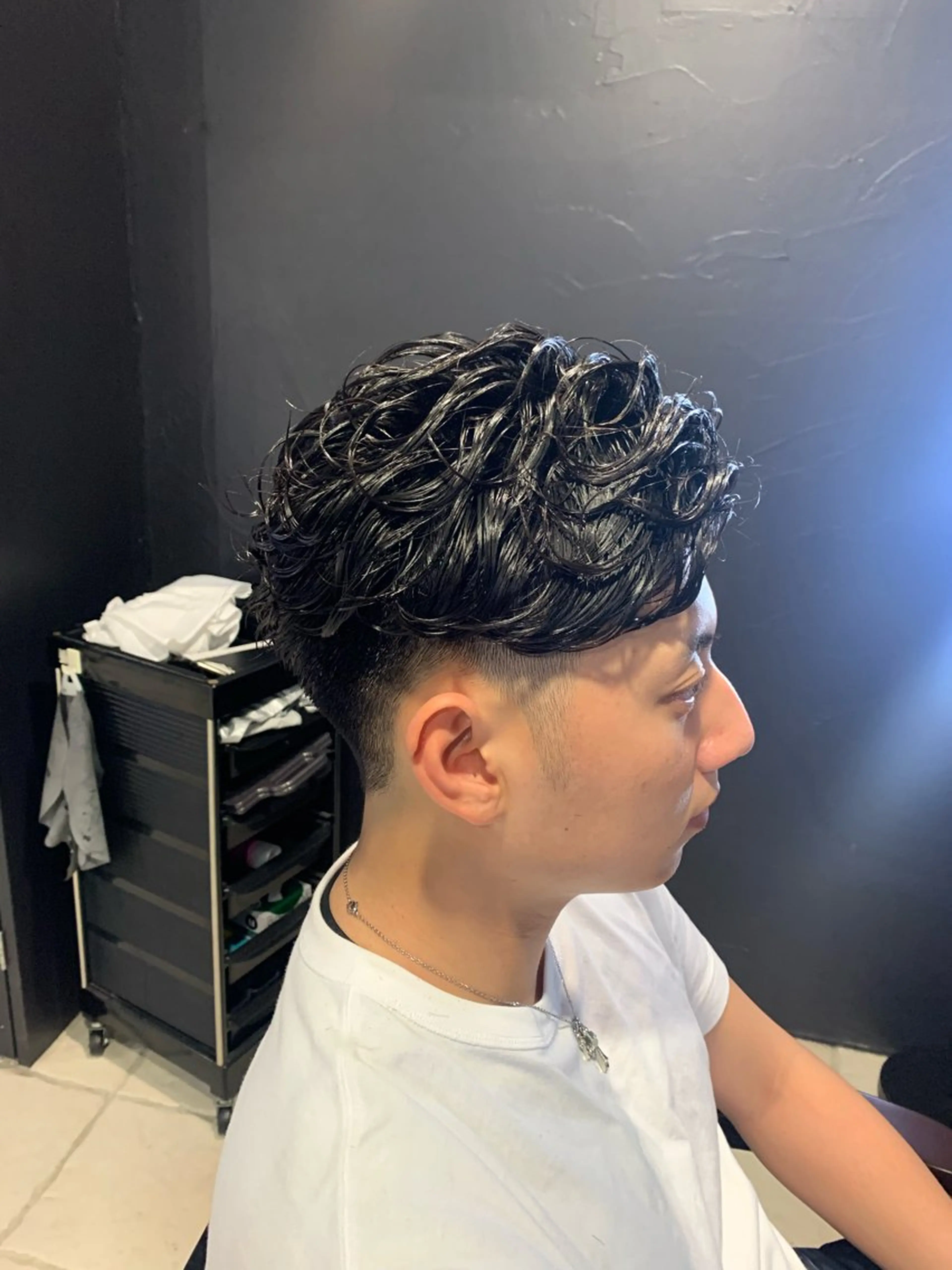 ショート メンズ カット パーマ トリートメント ヘアセット メンズパーマ/難波/ 心斎橋　室園亮佑のヘアスタイル