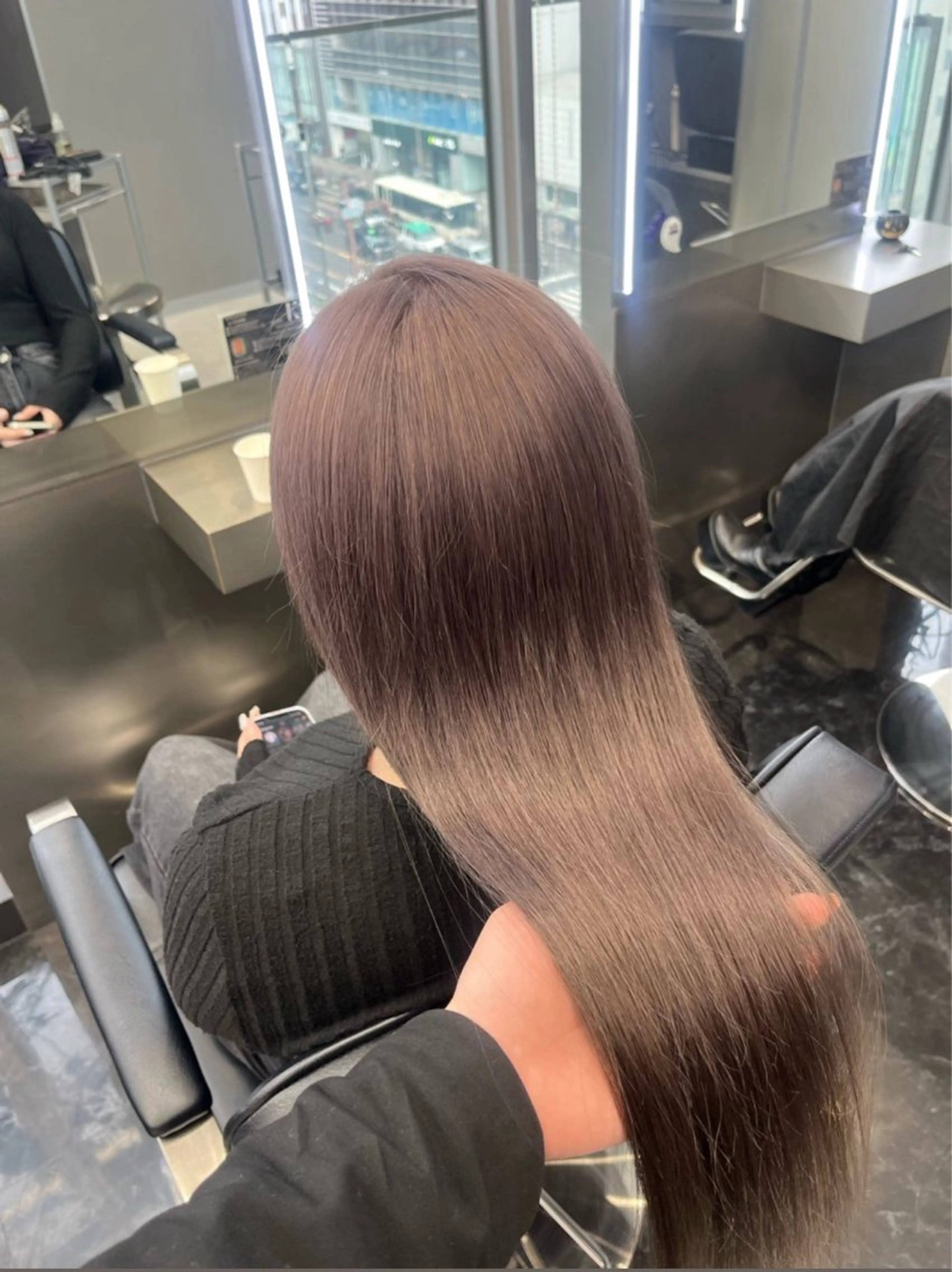 セミロング カラー ヘアアレンジ ベージュカラー ラベンダーカラー ラベンダーベージュ ハイトーン/透明感 髪質改善/rinaのヘアスタイル