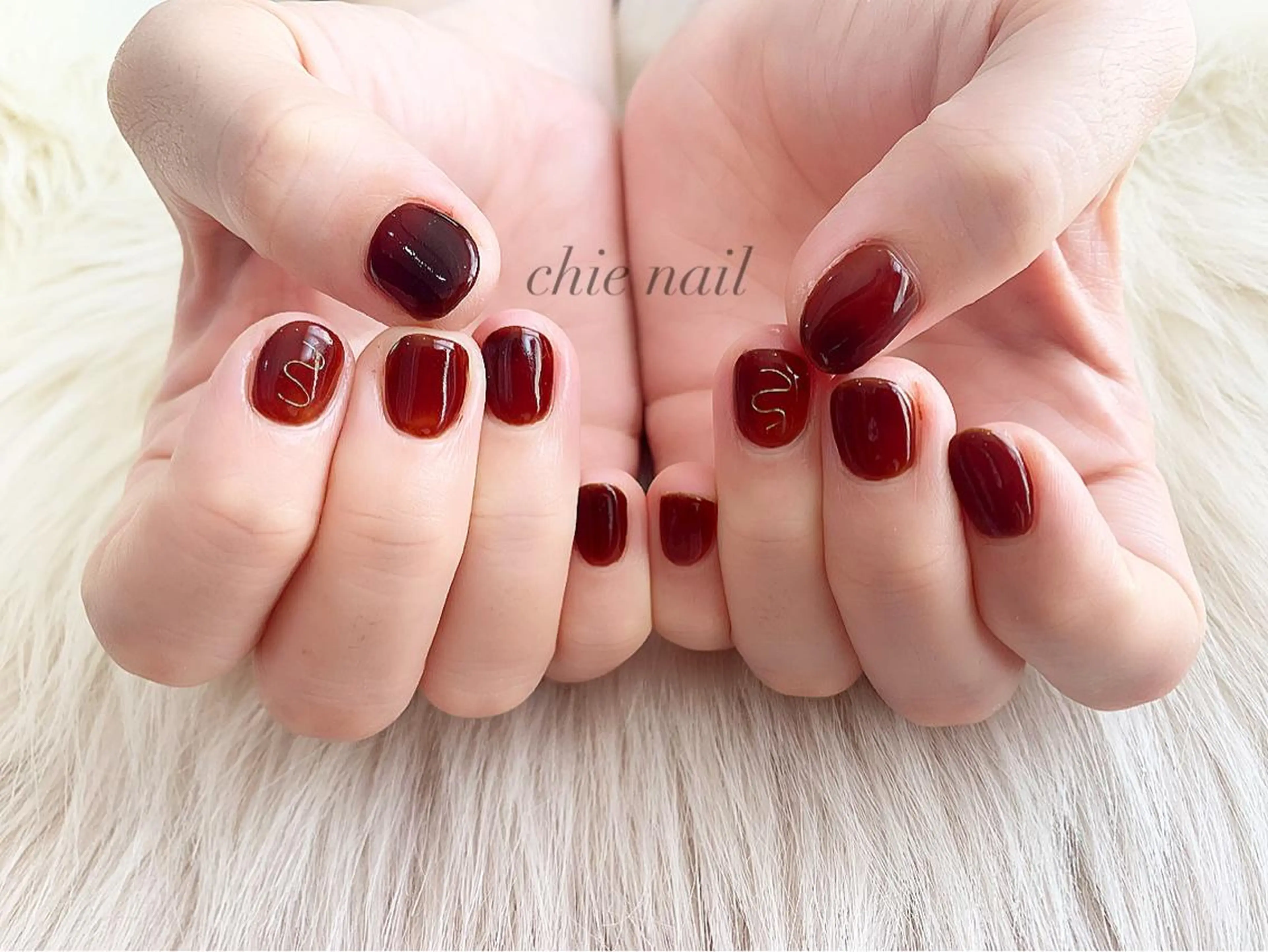 ネイル ブラウン クリアネイル ショートネイル 森ノ宮❤︎ chieのネイルデザイン