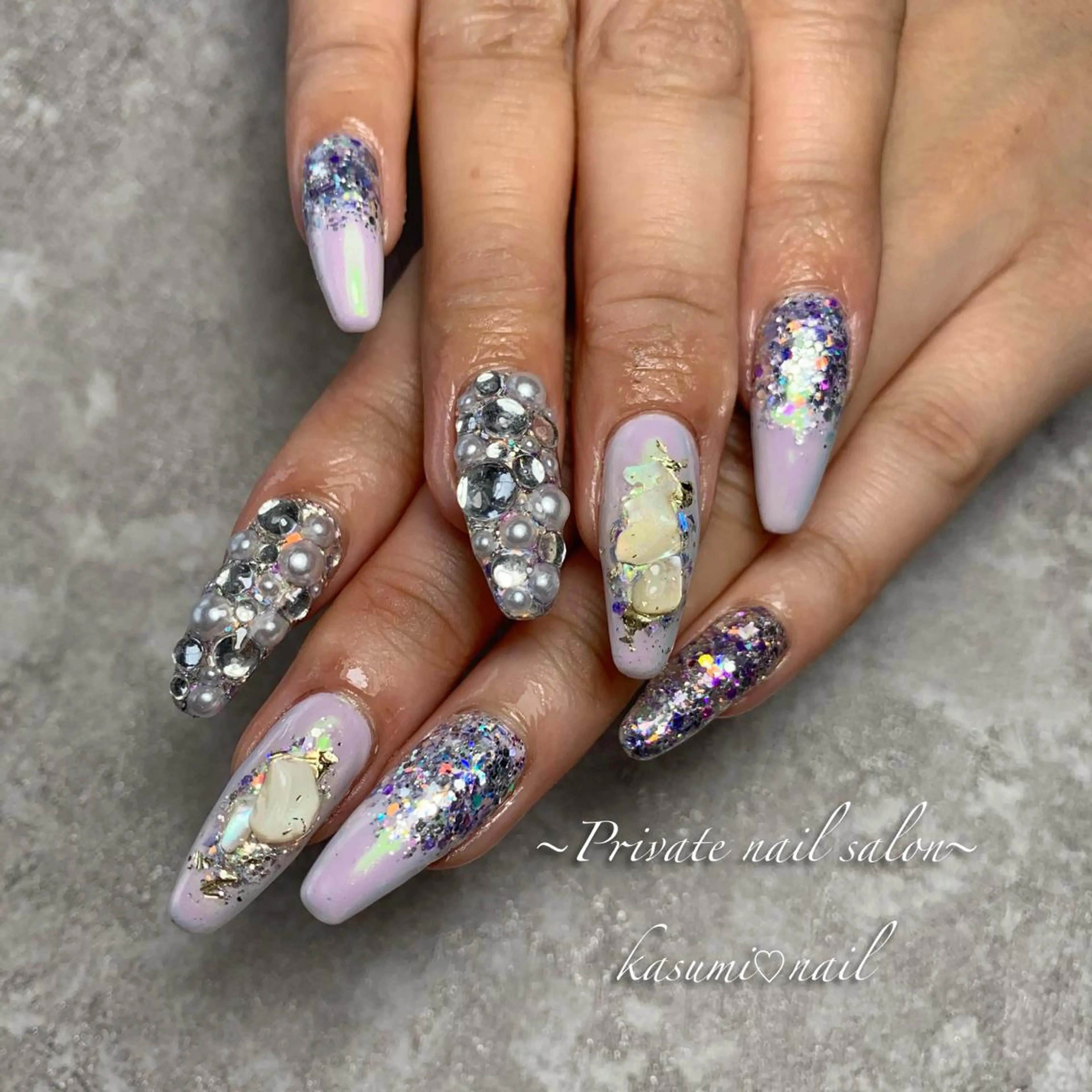 ネイル ラメ(グリッター) ミラーネイル ニュアンスネイル KASUMI♡ Nailのネイルデザイン