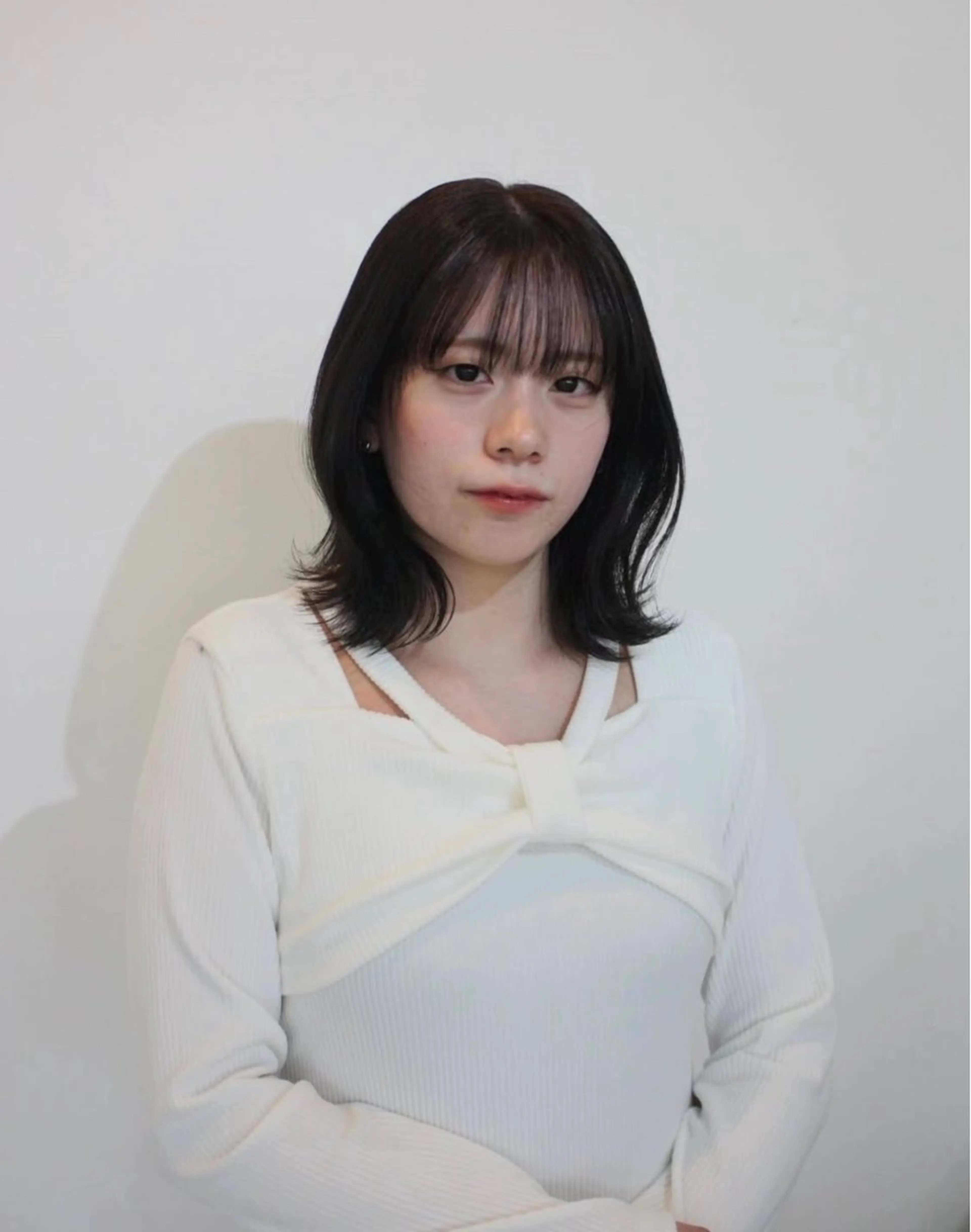 ミディアム カラー ボブ くびれヘア 顔周りカット enrich / キタガワ カノンのヘアスタイル