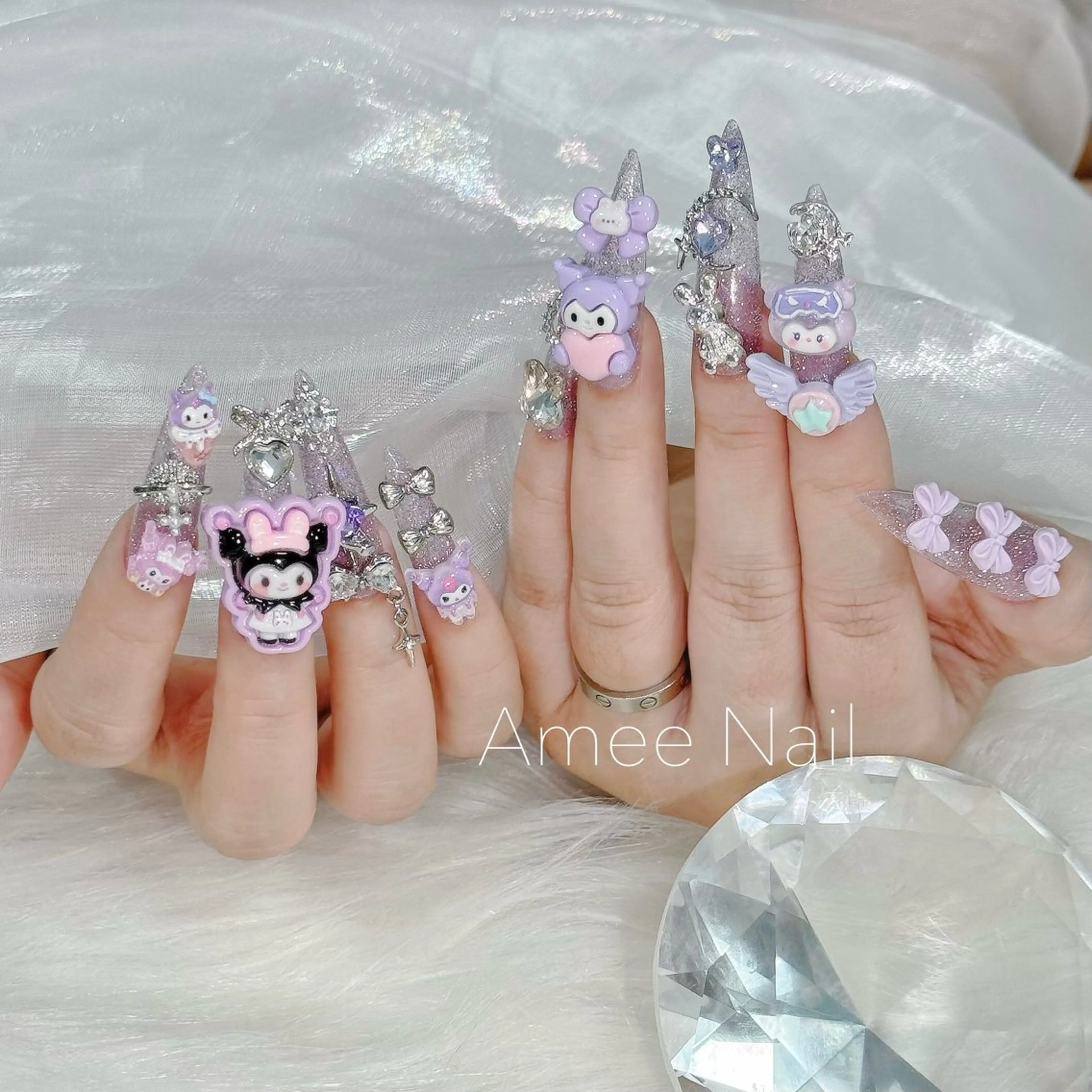 ネイル オーロラネイル クリアネイル フラッシュネイル ジェルネイル グラデーション ハンドネイル Amee Nail Salonのネイルデザイン