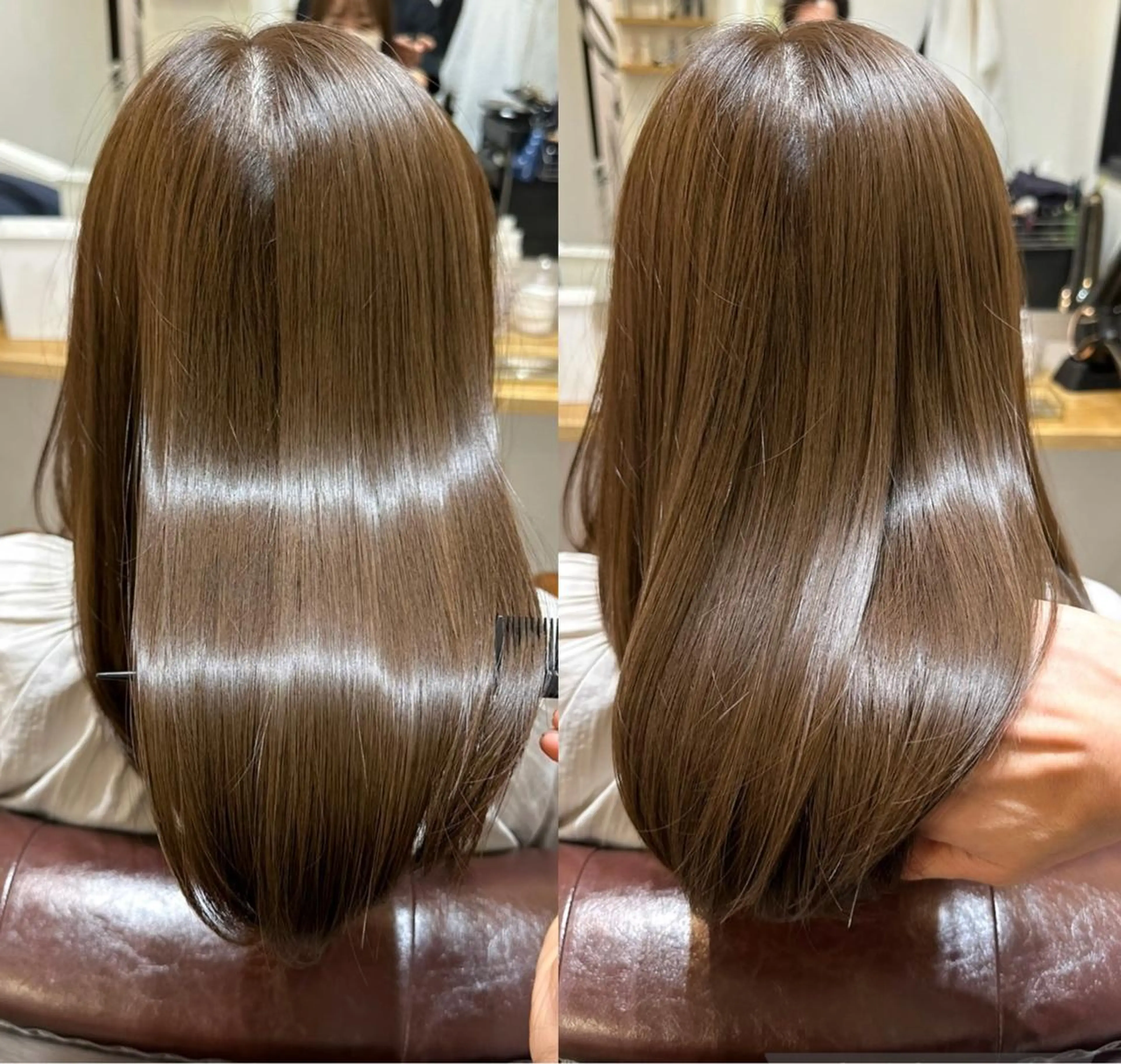 セミロング セミロングパーマ ボブ デート ハイライト 髪質改善 カット ヘアカラー トリートメント 【20代ダメージ毛に 髪質改善】のヘアスタイル