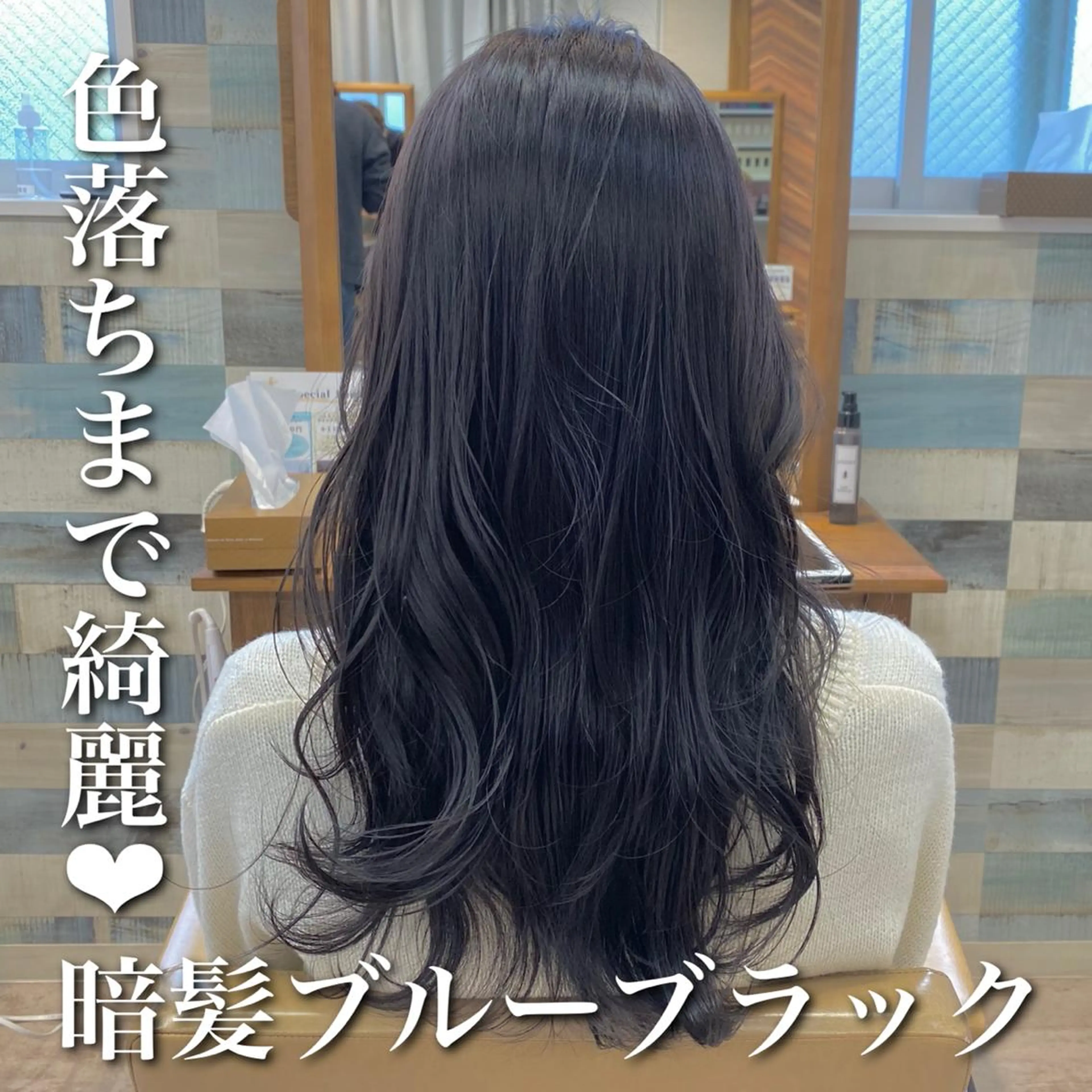 カラー 黒髪 ブルーカラー ブルーブラック ブルーバイオレット 透明感カラー AFLOAT/L♡ Naomiのヘアスタイル