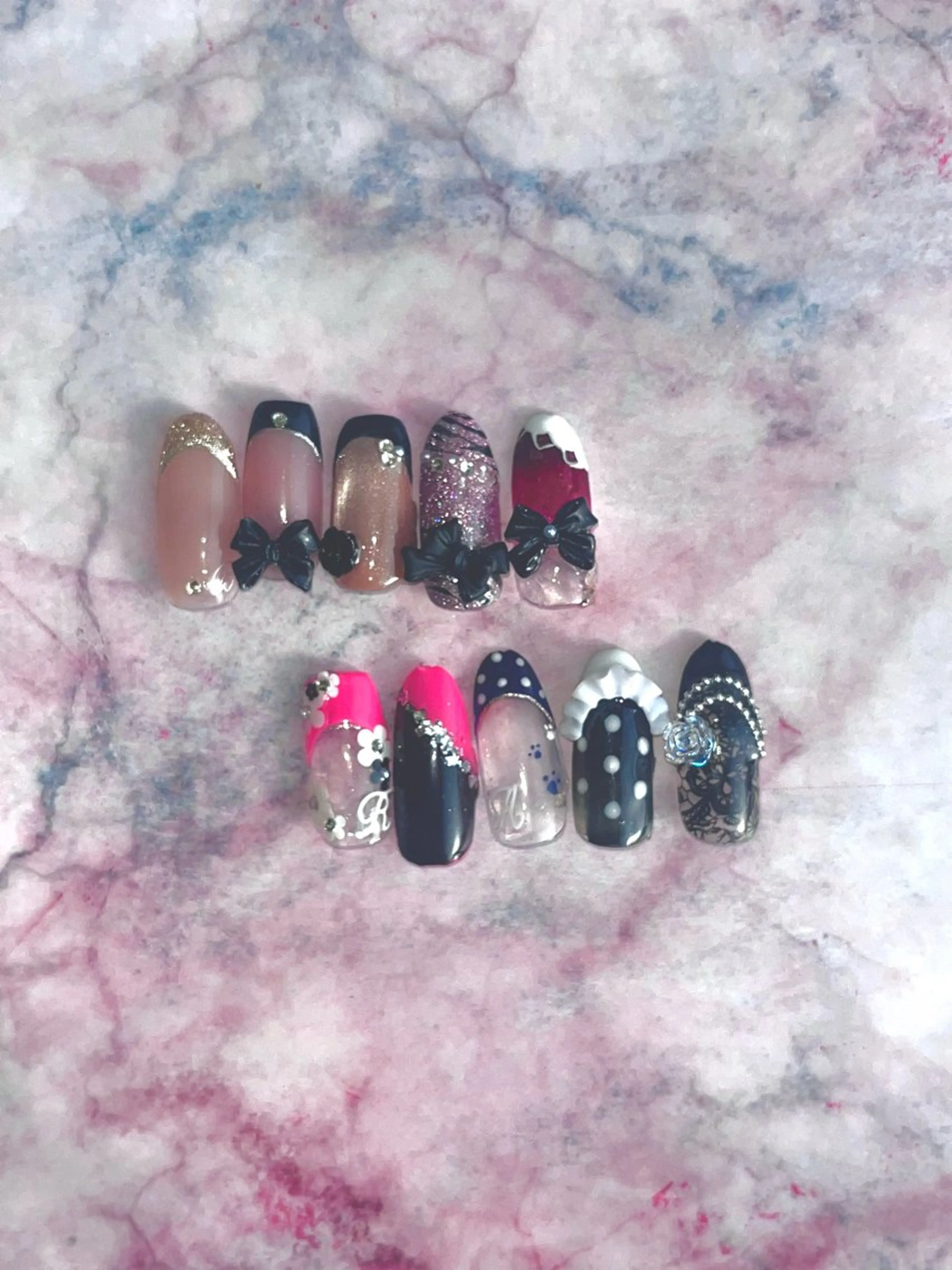 【オフ有】フレンチ+ラメライン付 0円の写真