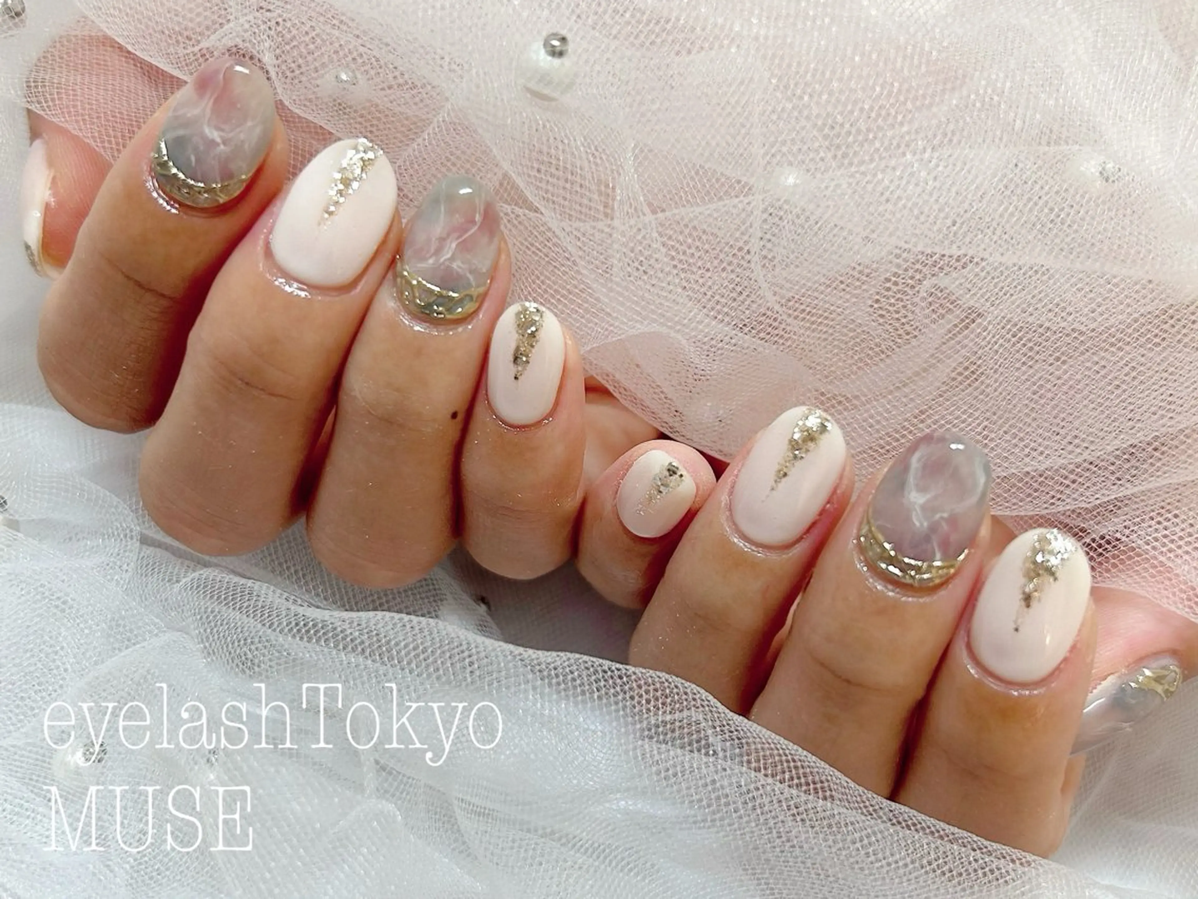 ネイル アートネイル 大理石ネイル(マーブル) ニュアンスネイル オフィスネイル ハンドネイル tanaka ◡̈のネイルデザイン