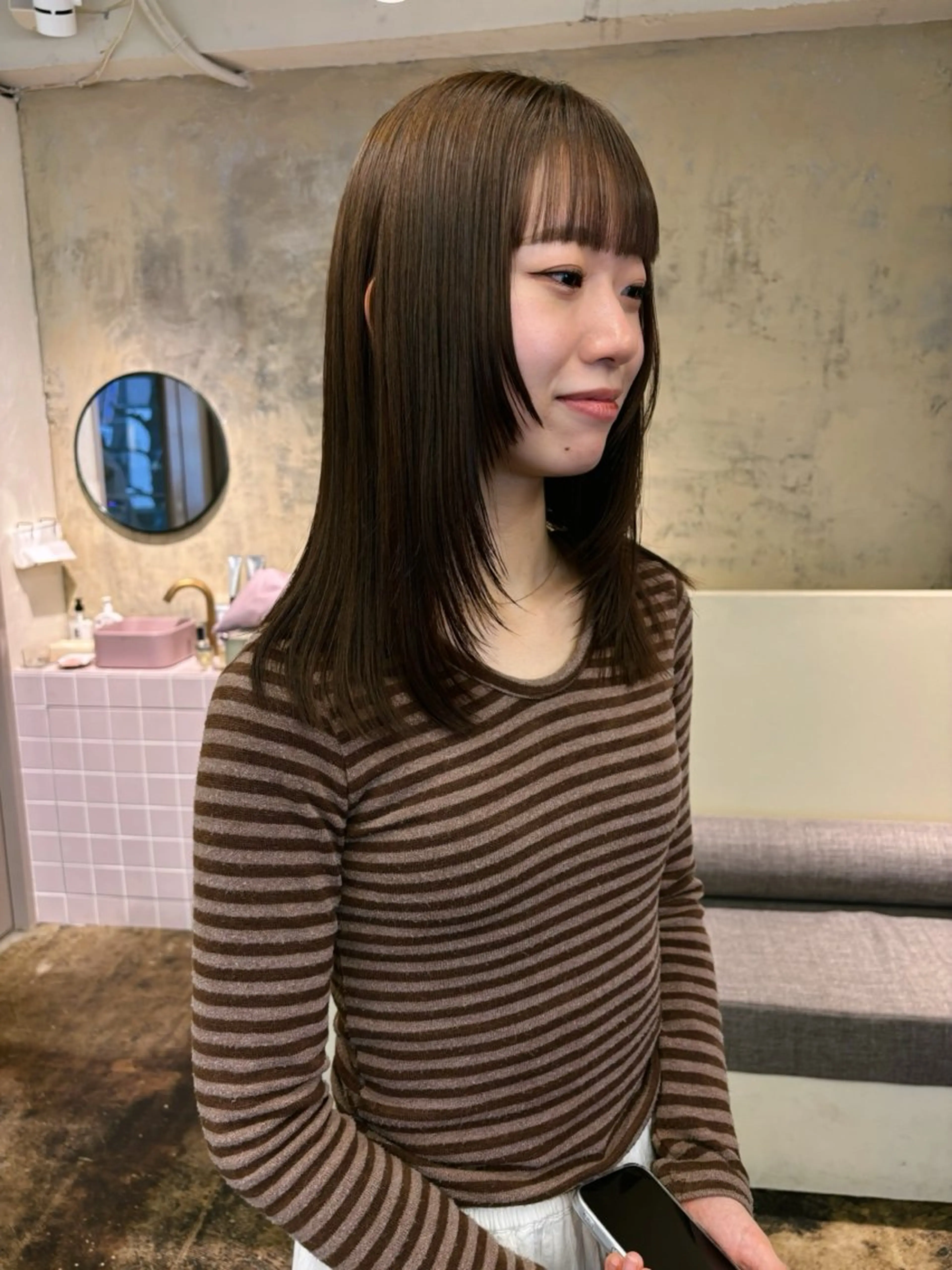ミディアム カラー レイヤーカット カット ヘアカラー トリートメント 西山 紗耶香🪽 透明感カラー/ボブのヘアスタイル