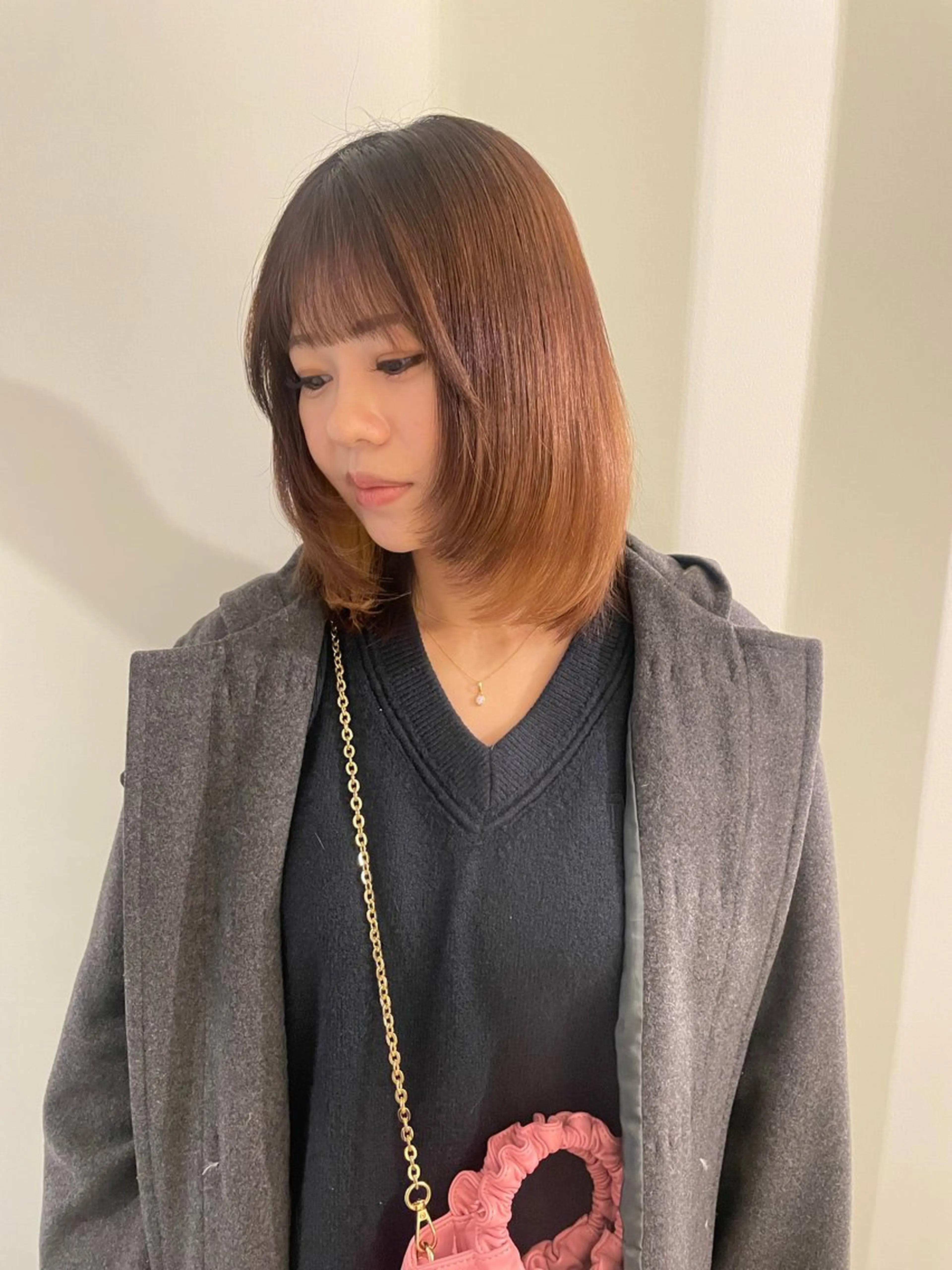 ミディアム カラー レイヤーカット カット ヘアカラー 渋谷 留菜のヘアスタイル