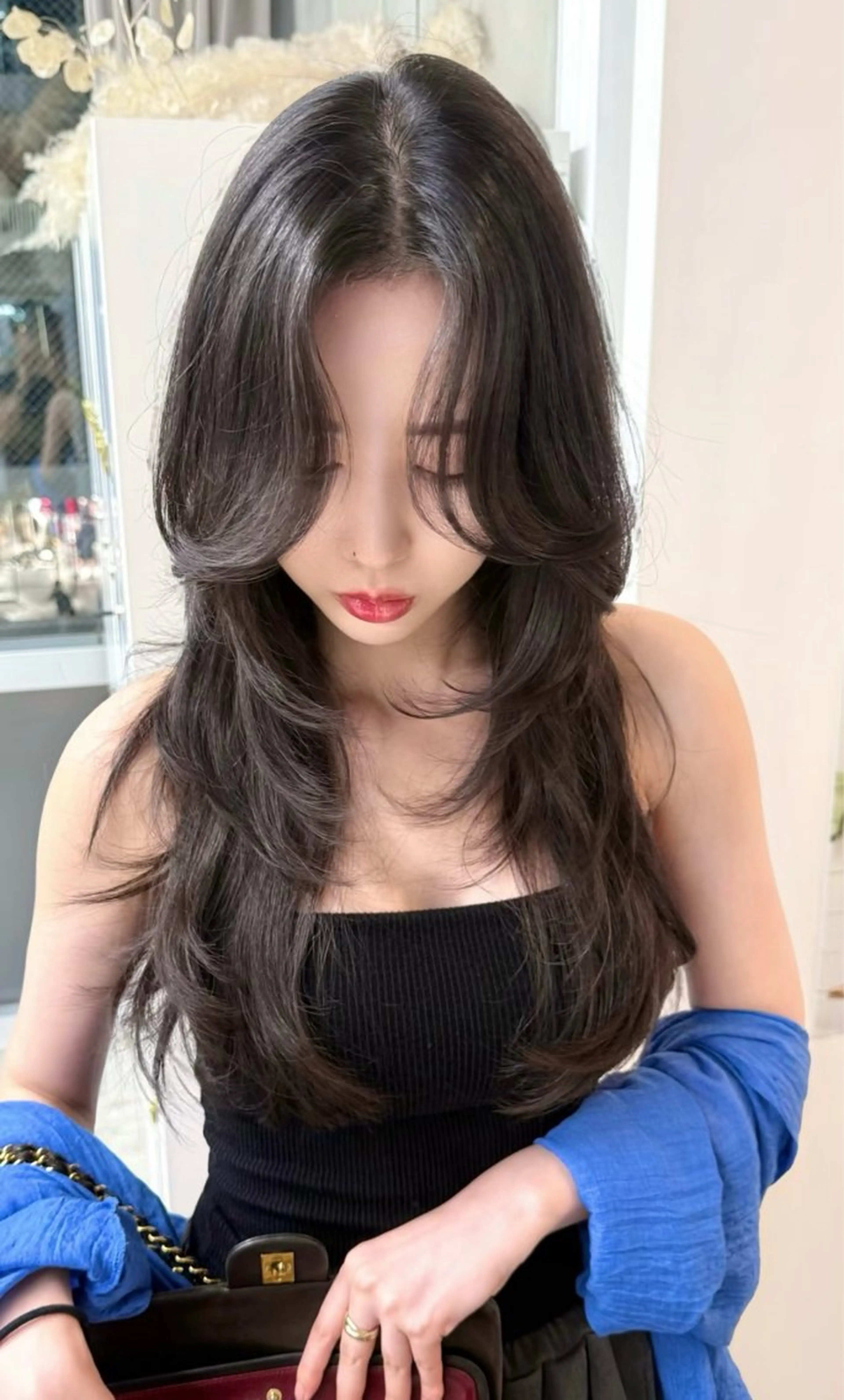 ロング カラー ブリーチ ケアカラー ブリーチなしカラー 髪質改善 韓国風ヘア カット ヘアカラー トリートメント ヘアセット ARMONY表参道店所属・韓国風レイヤーカラー ライムのヘアスタイル