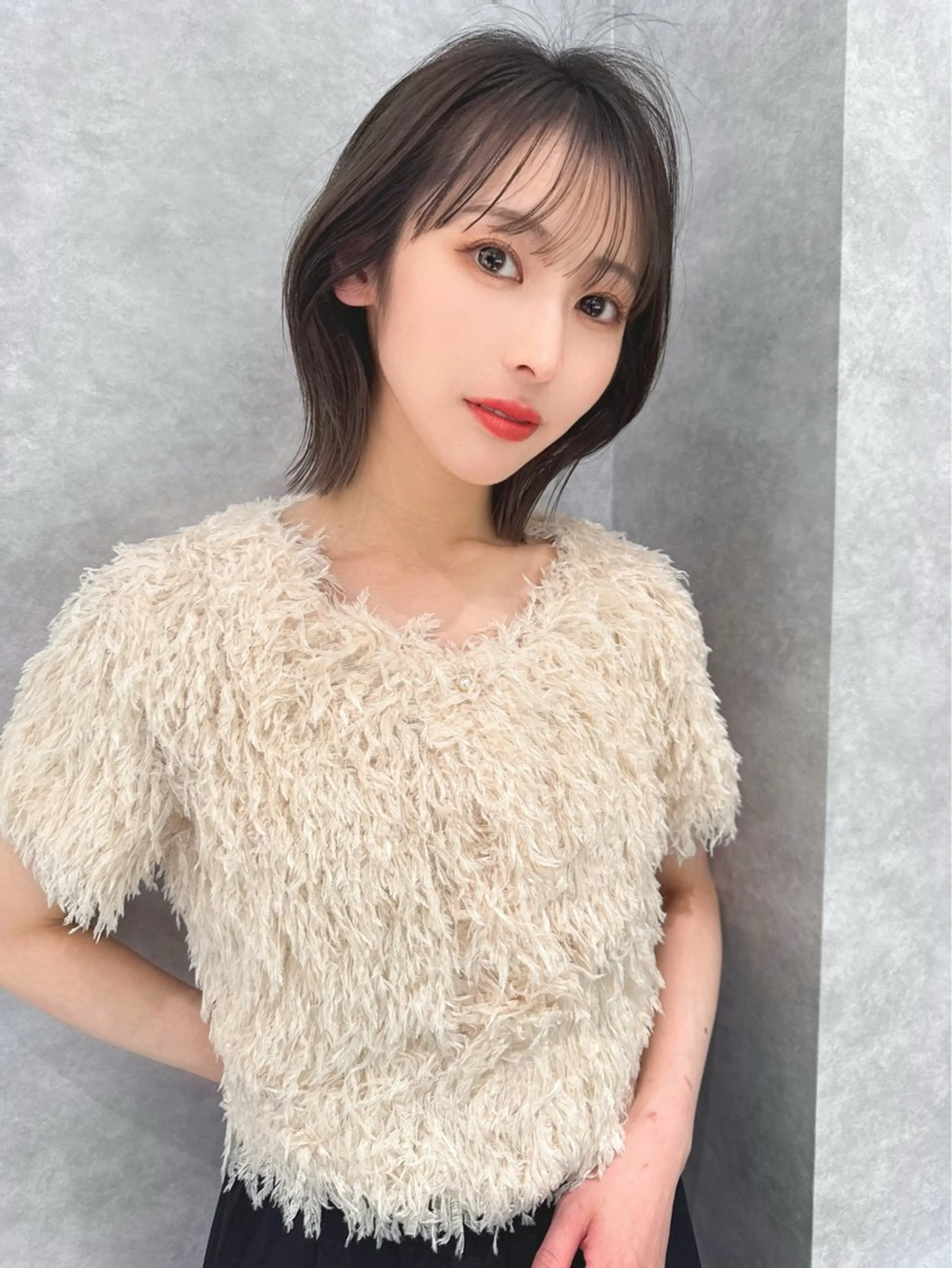 ミディアム ショートボブ 韓国風カラー ボブ くびれヘア 髪質改善 ボブ/顔周りカット /縮毛矯正/鈴木隆太のヘアスタイル