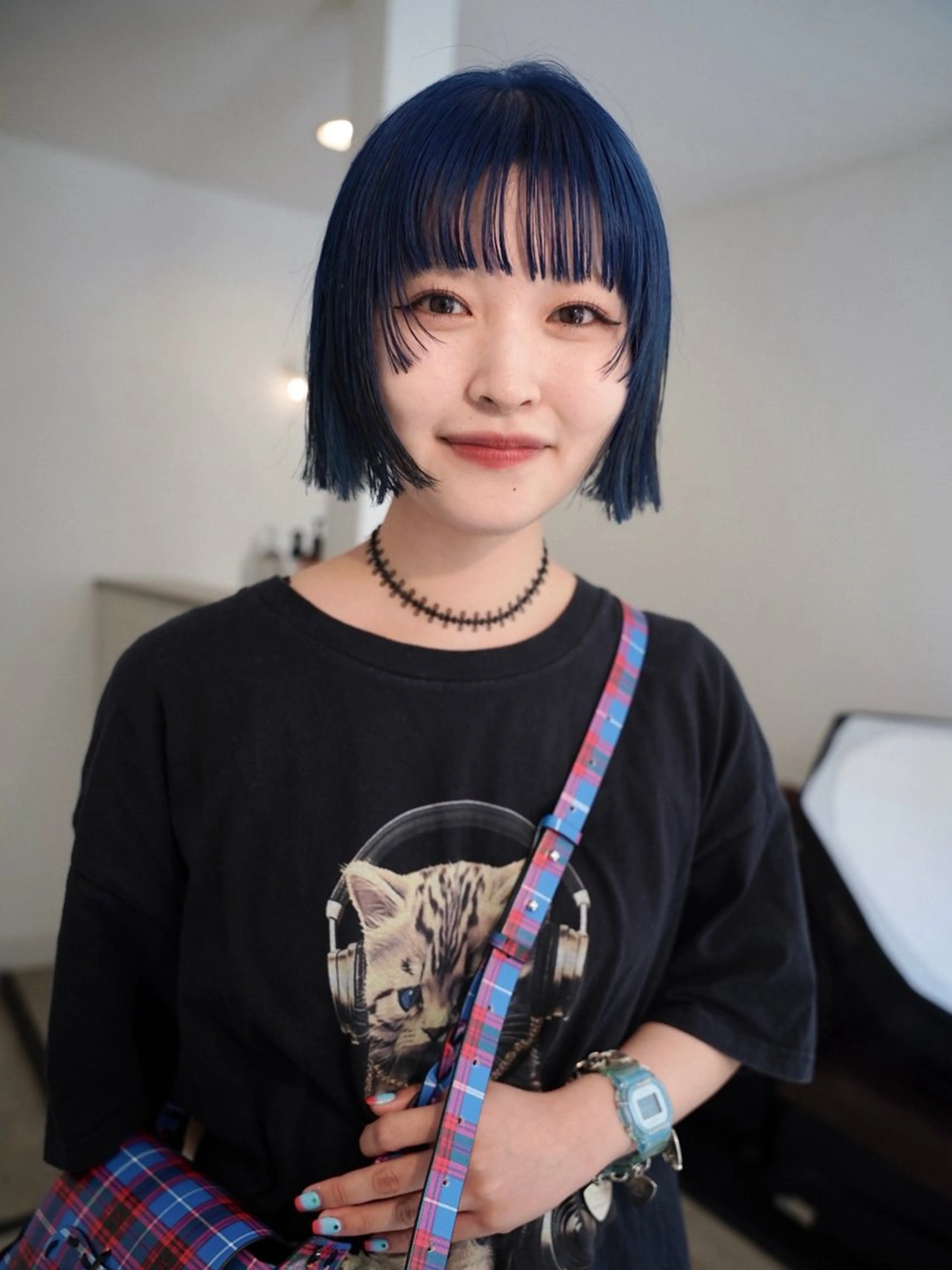 ショート カラー ブリーチ ブルーカラー ボブ カット ヘアカラー トリートメント デザイン/ブリーチ Kaito🐩/栄のヘアスタイル