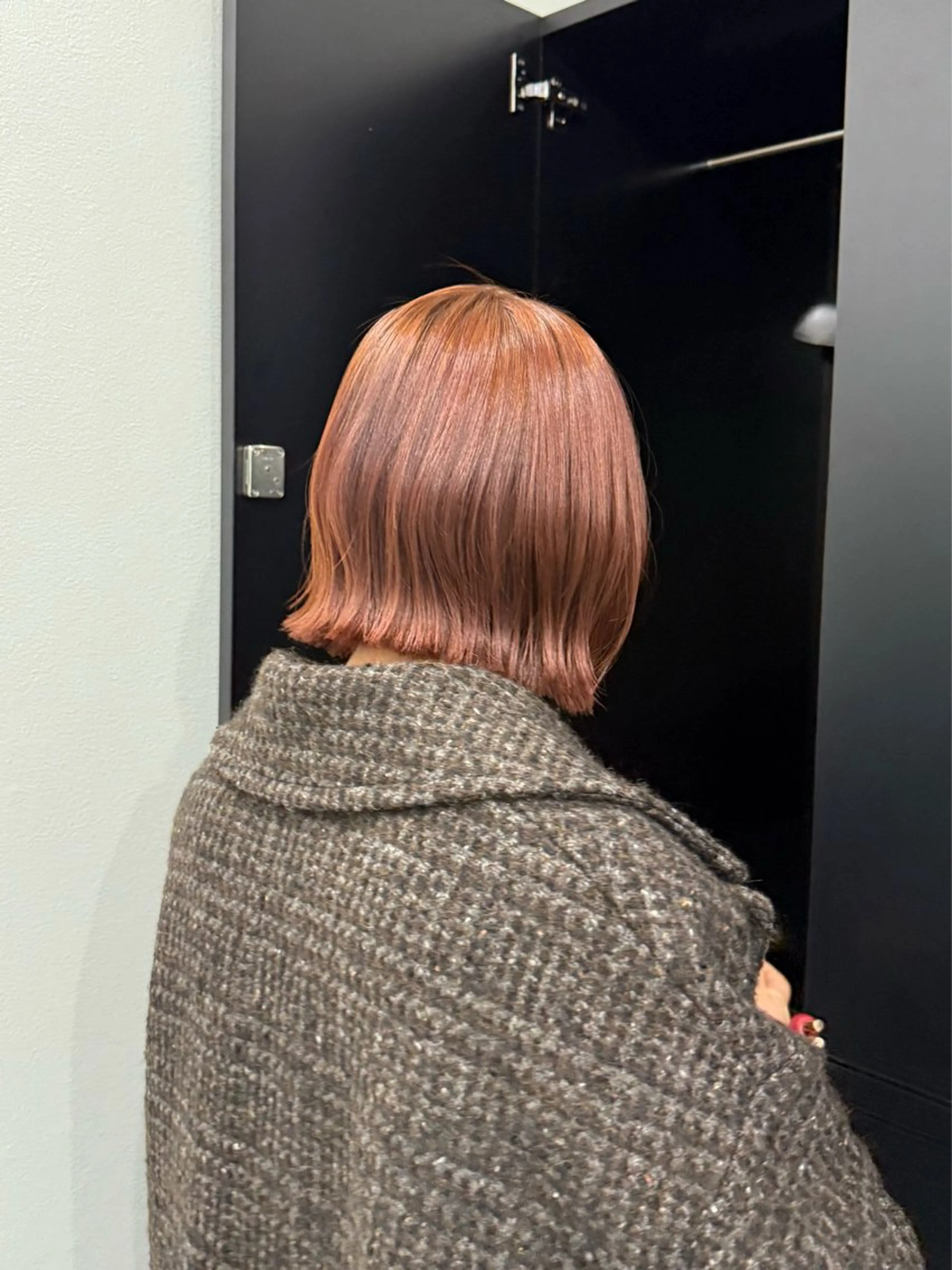 ミディアム カラー ブリーチ ダブルカラー ブリーチなしカラー オレンジ カット ヘアカラー トリートメント era所属・azumi/ボブ/暖 色/オリーブ/縮毛のヘアスタイル
