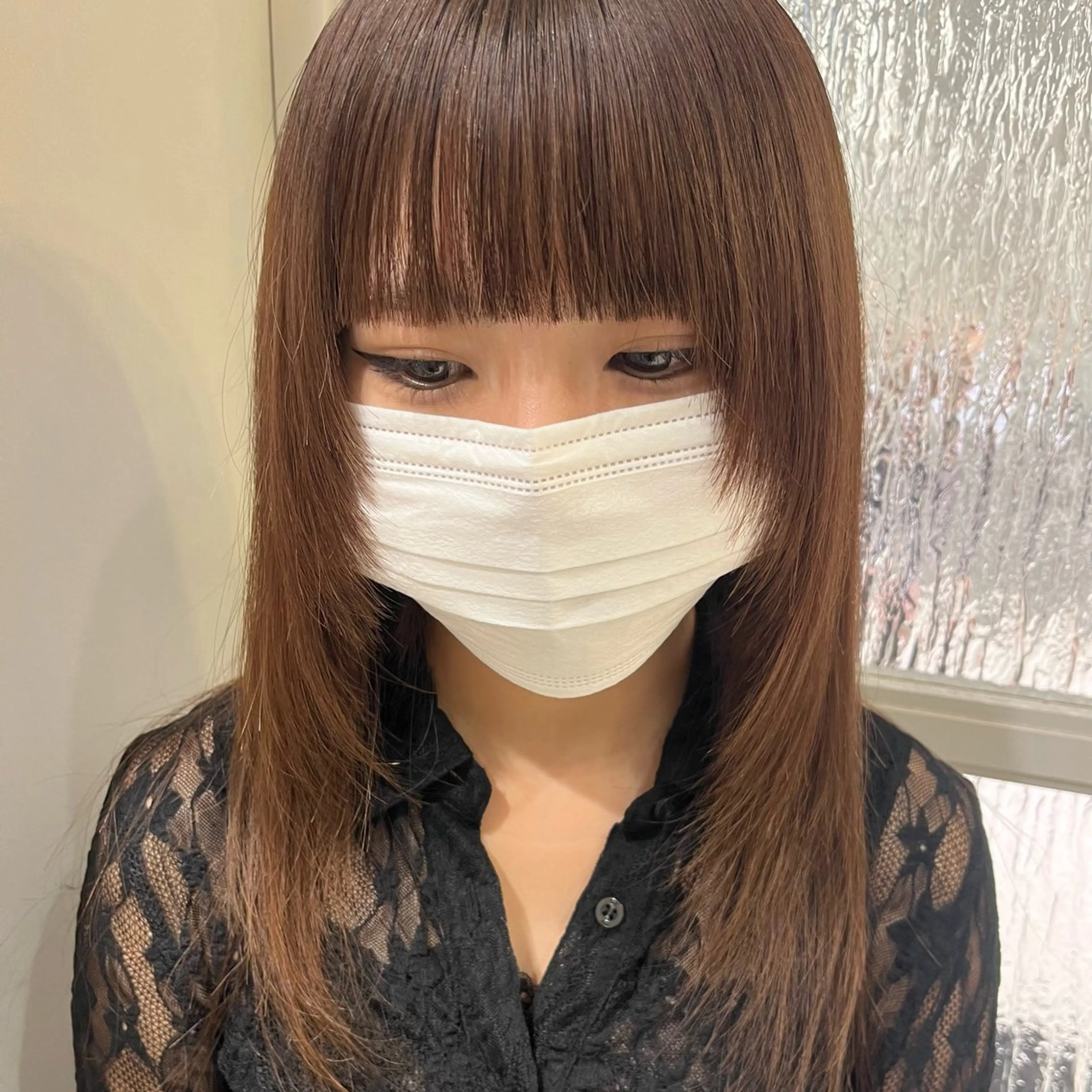 ロング 顔まわりレイヤー 顔周りカット レイヤーカット 💖ブリーチ/暖色 𝐘𝐮𝐢💖のヘアスタイル