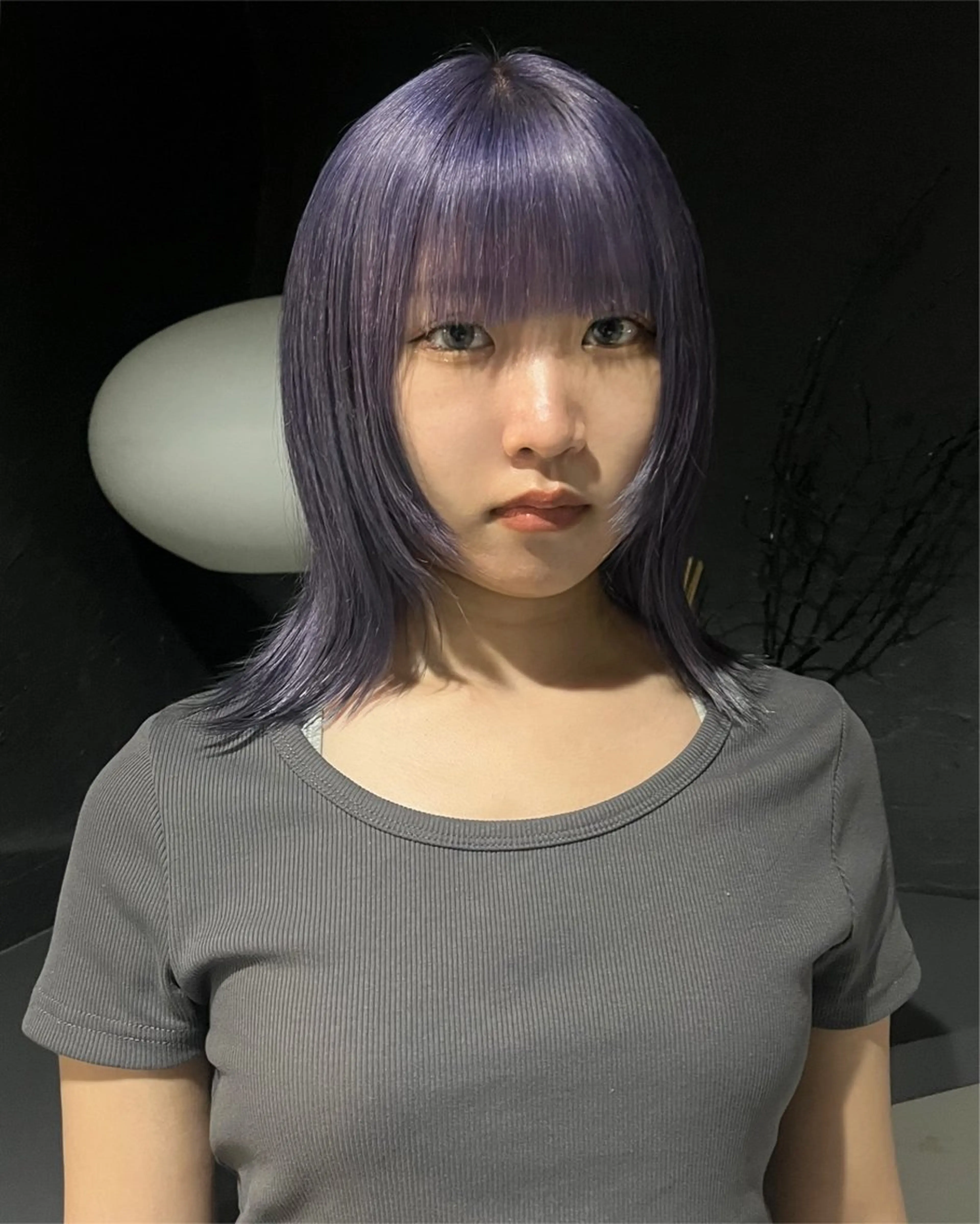 ミディアム カラー ベージュカラー ブリーチ ラベンダーカラー ホワイトベージュ ヘアカラー mikaze ˚✧₊☆*:.｡渋谷のヘアスタイル