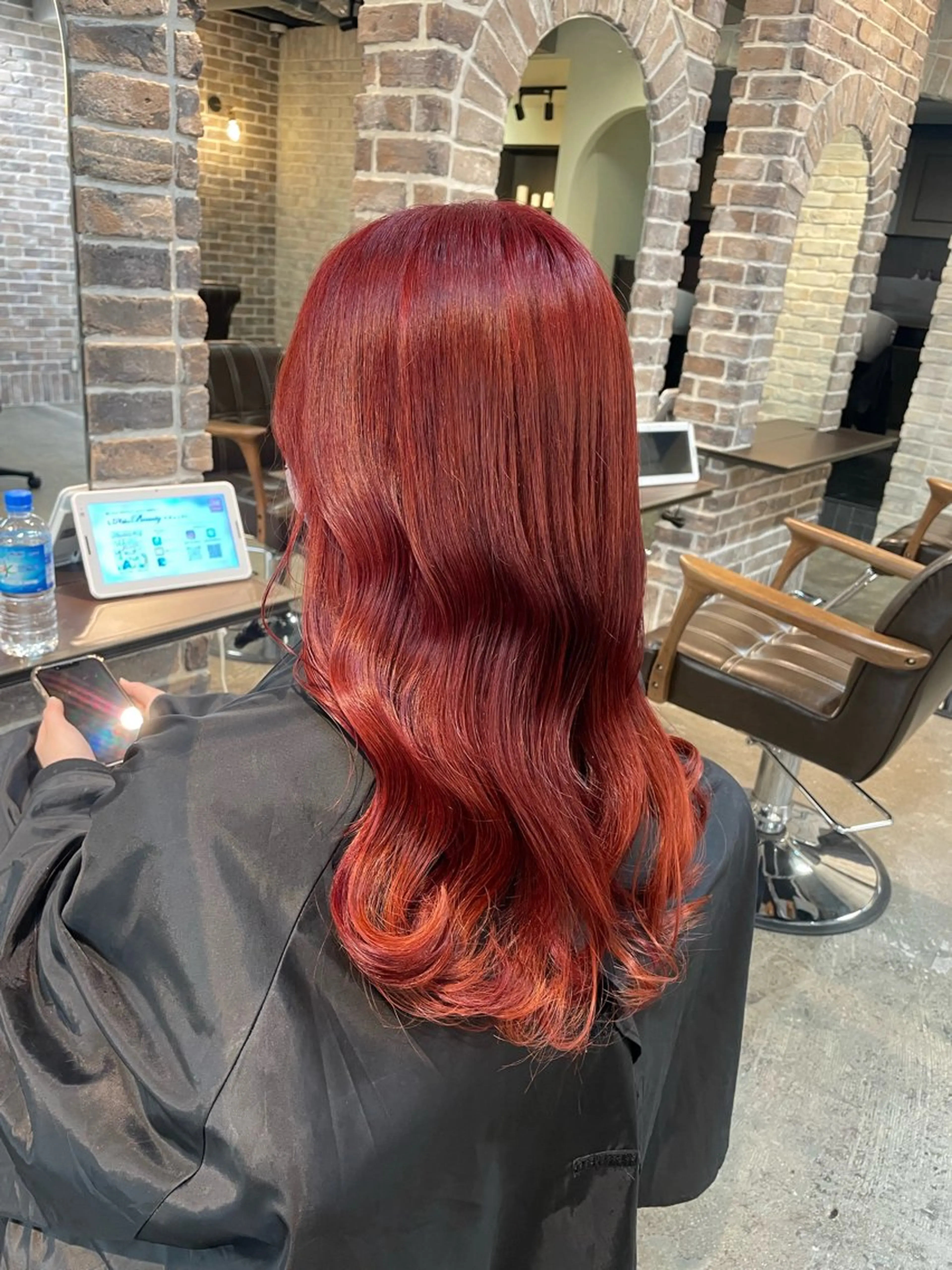 ロング カラー オレンジ レッドカラー ACROあべの店所属・艶カラー/インナー /グラデ/大西小百合のヘアスタイル