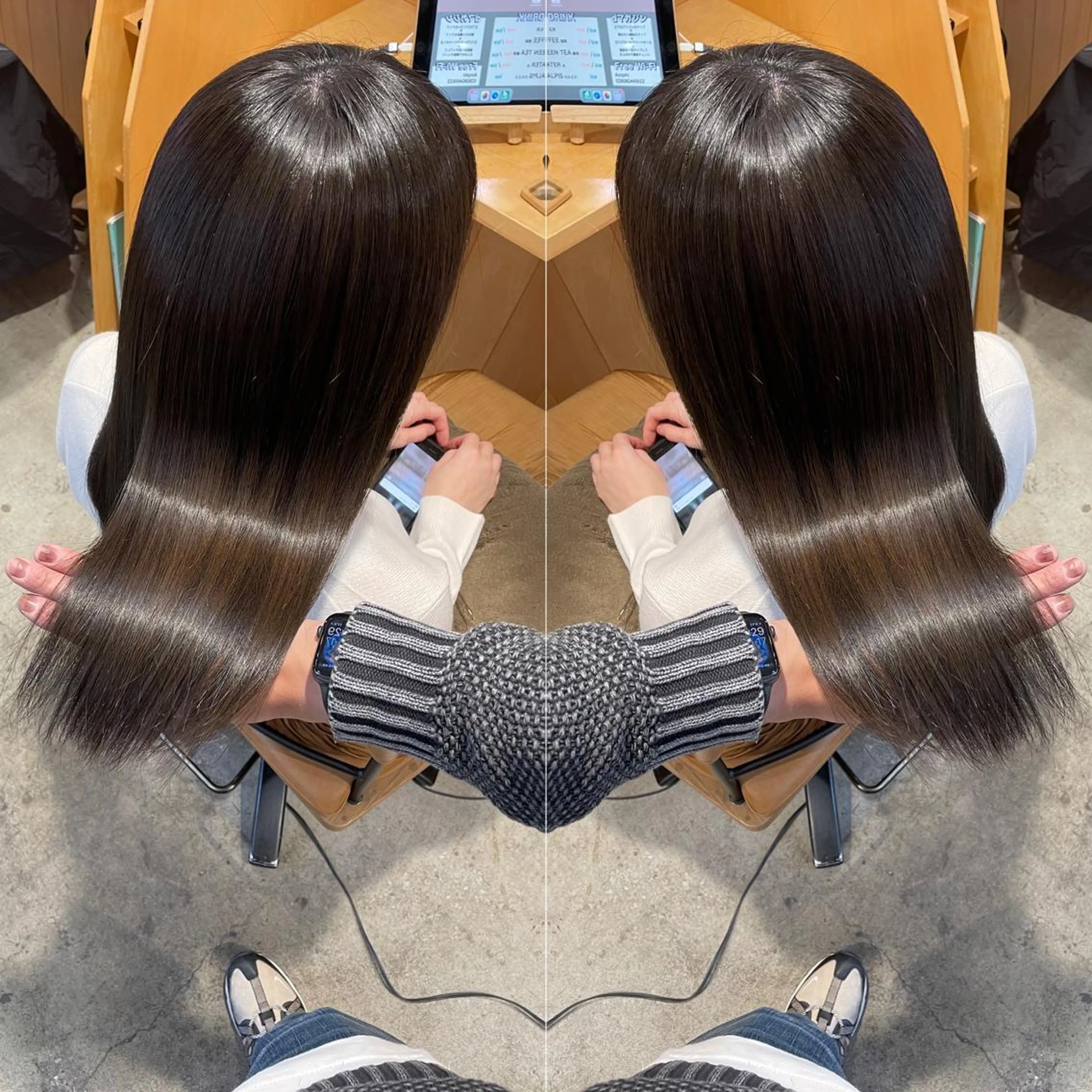 セミロング カラー ブリーチ 髪質改善 縮毛矯正 トリートメント 酸熱トリートメント 《髪質改善✖️オリー ブ🧸》小嶋拓也のヘアスタイル