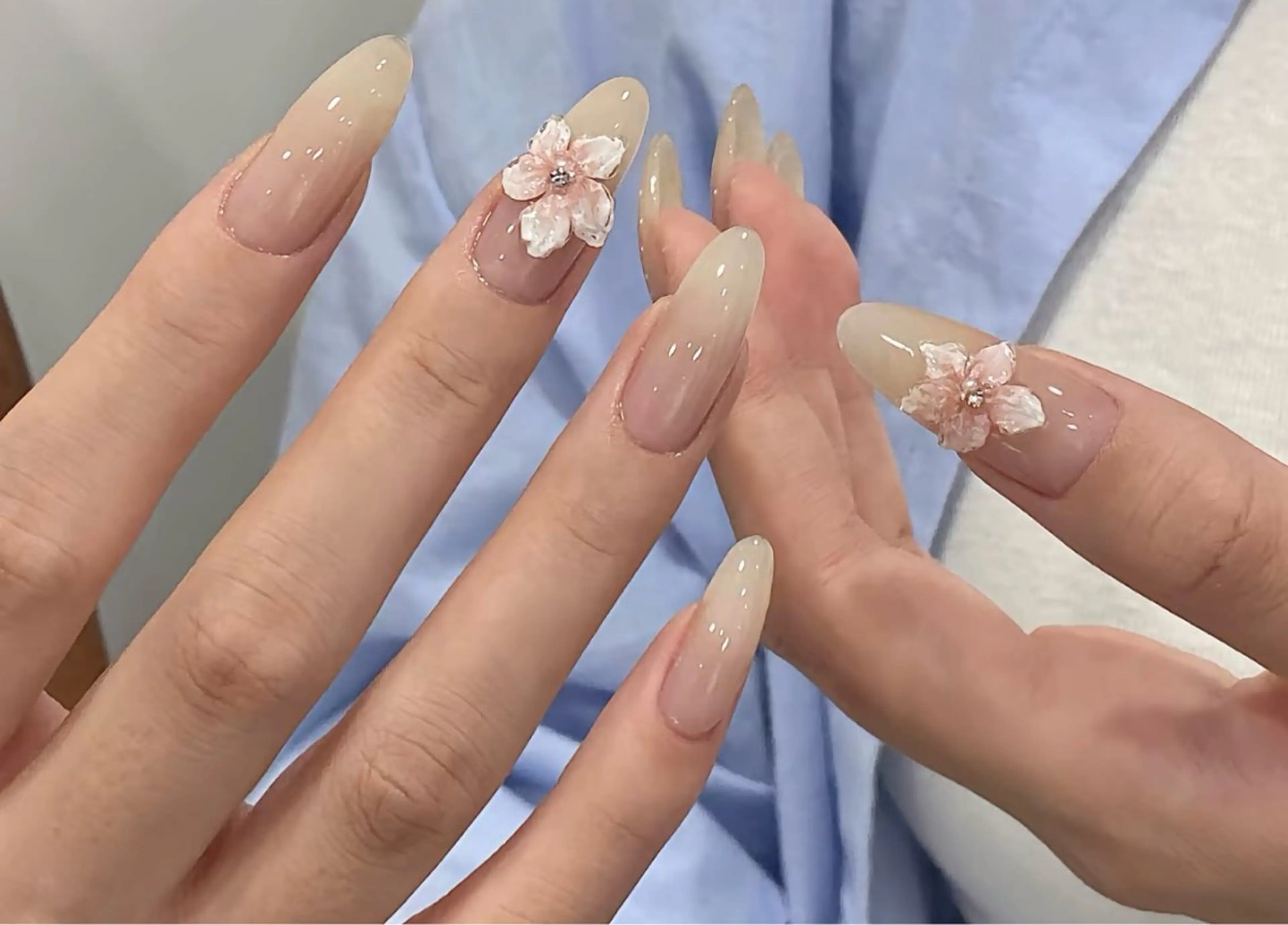 ネイル ハンドネイル H3 Nail Tsuki🦋💙のネイルデザイン