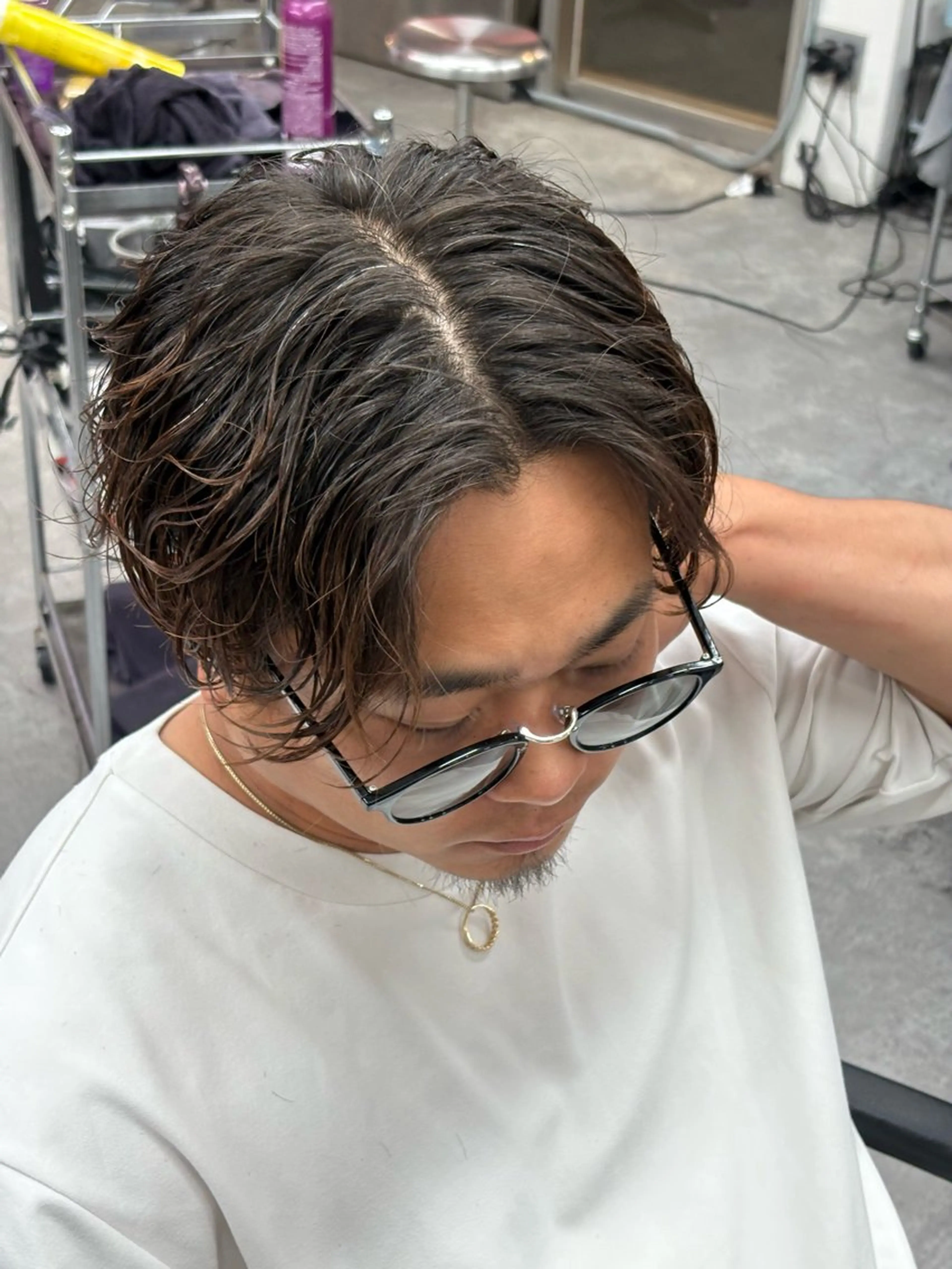 ミディアム カラー パーマ メンズ カット パーマ トリートメント ヘアセット メンズパーマ特化 🔥韓国ヘア職人🔥のヘアスタイル