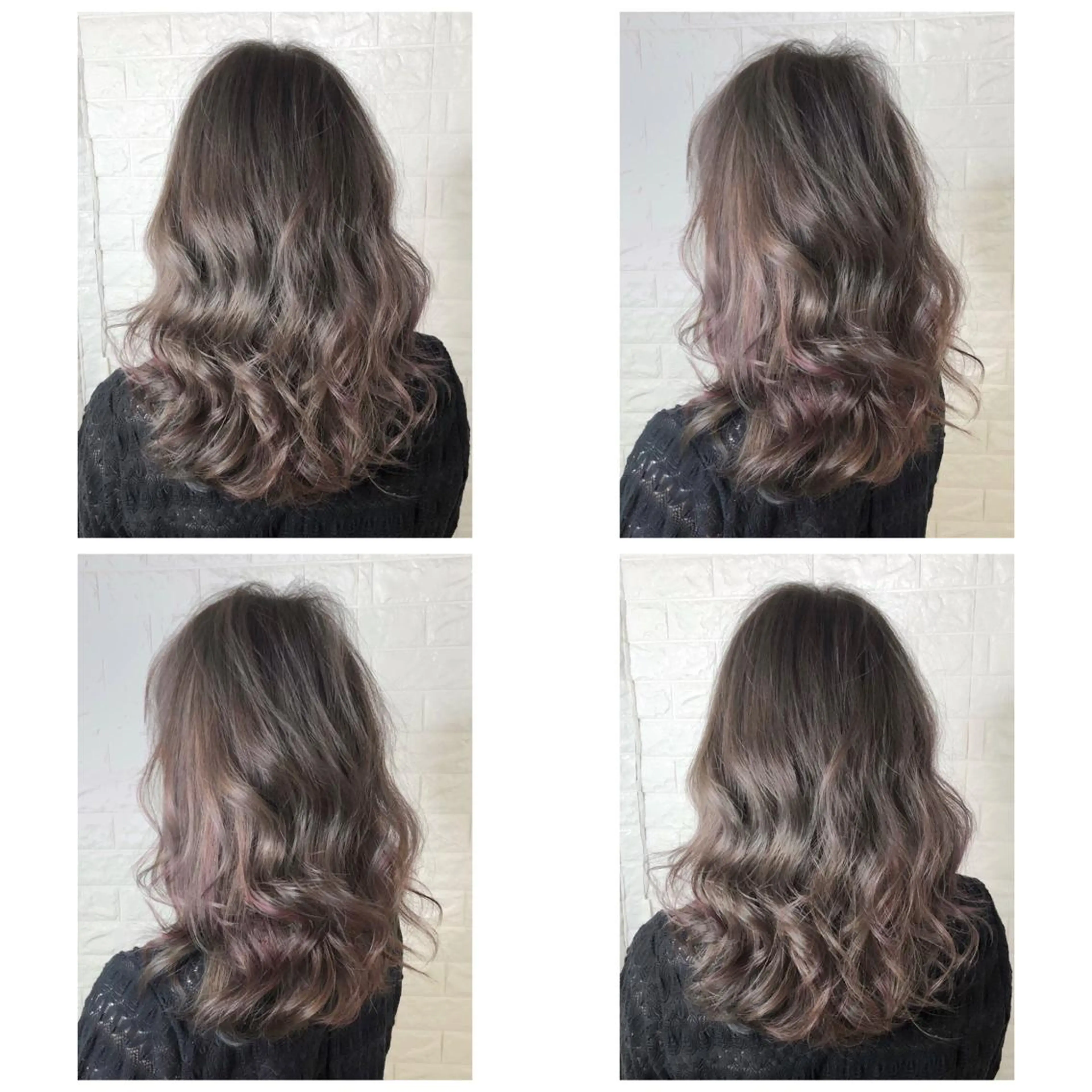 ミディアム カラー バレイヤージュ グラデーションカラー グレージュ ピンクカラー ユニコーンカラー KIZU 髪質改善 オカルト怪談のヘアスタイル