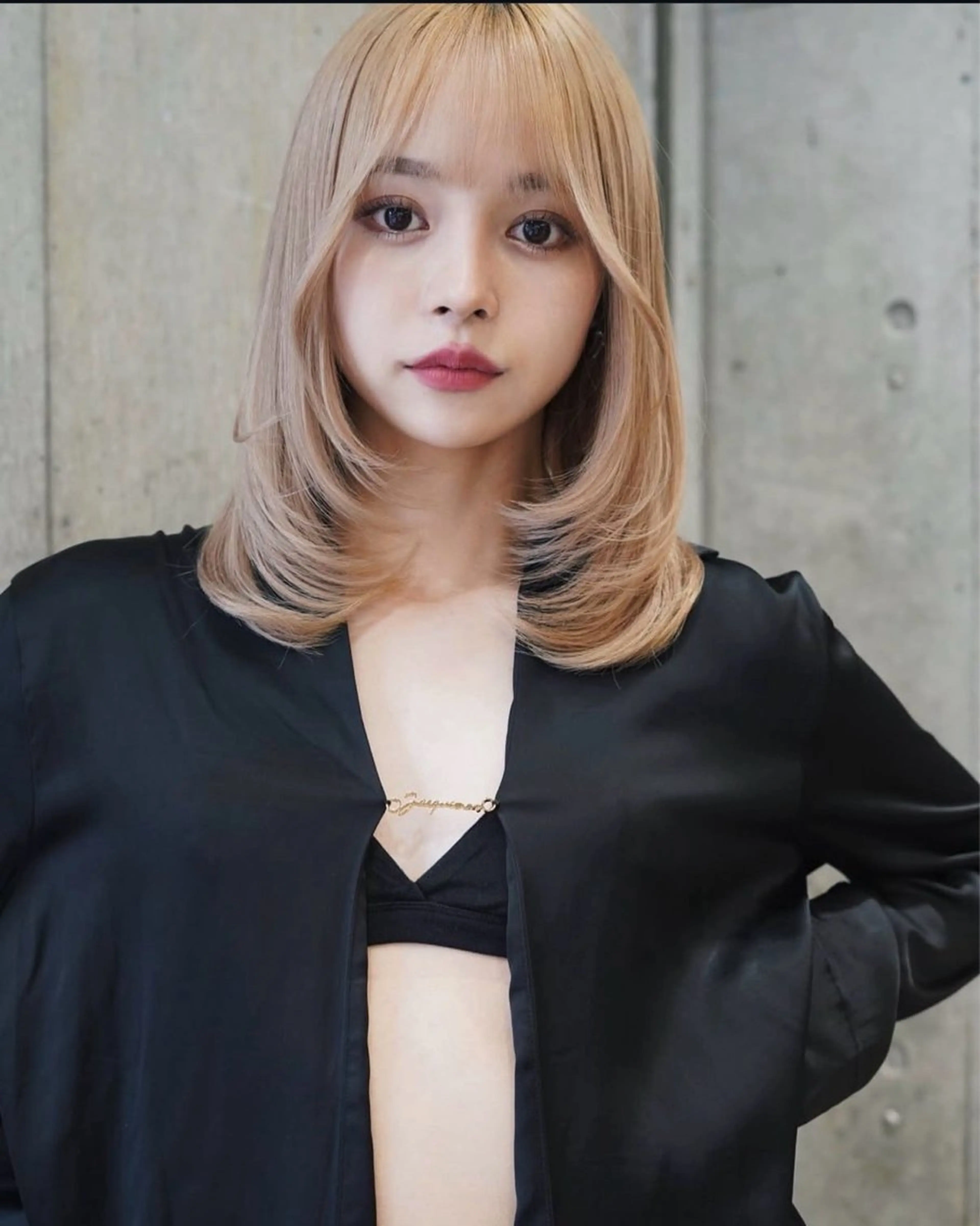 ミディアム カラー ヘアアレンジ レイヤーカット 栄💗レイヤーカット ｜韓国風｜haruのヘアスタイル