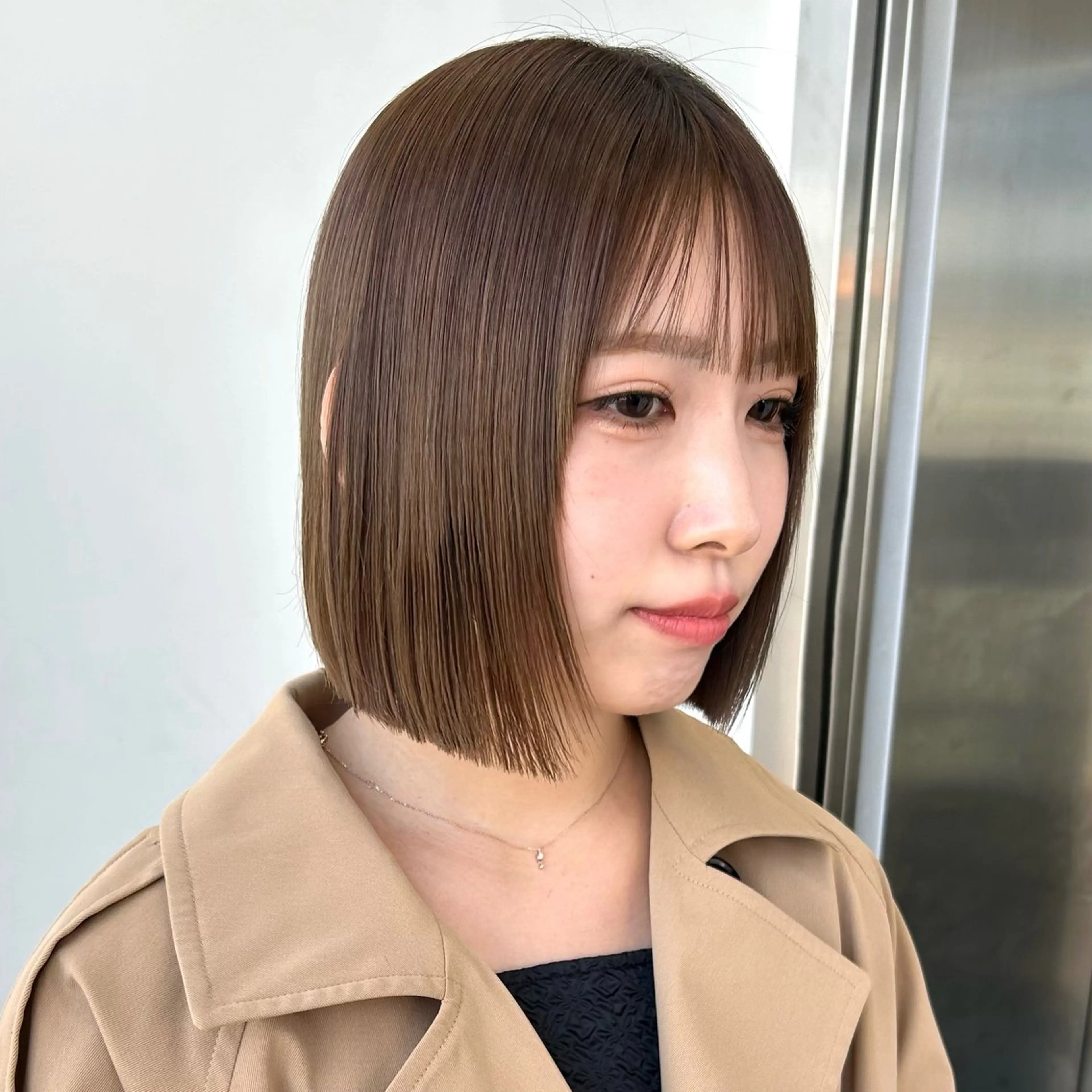ミディアム カラー ベージュカラー ボブ カット ヘアカラー トリートメント ボブ/くびれボブ/ 髪質改善/Ru-kaのヘアスタイル