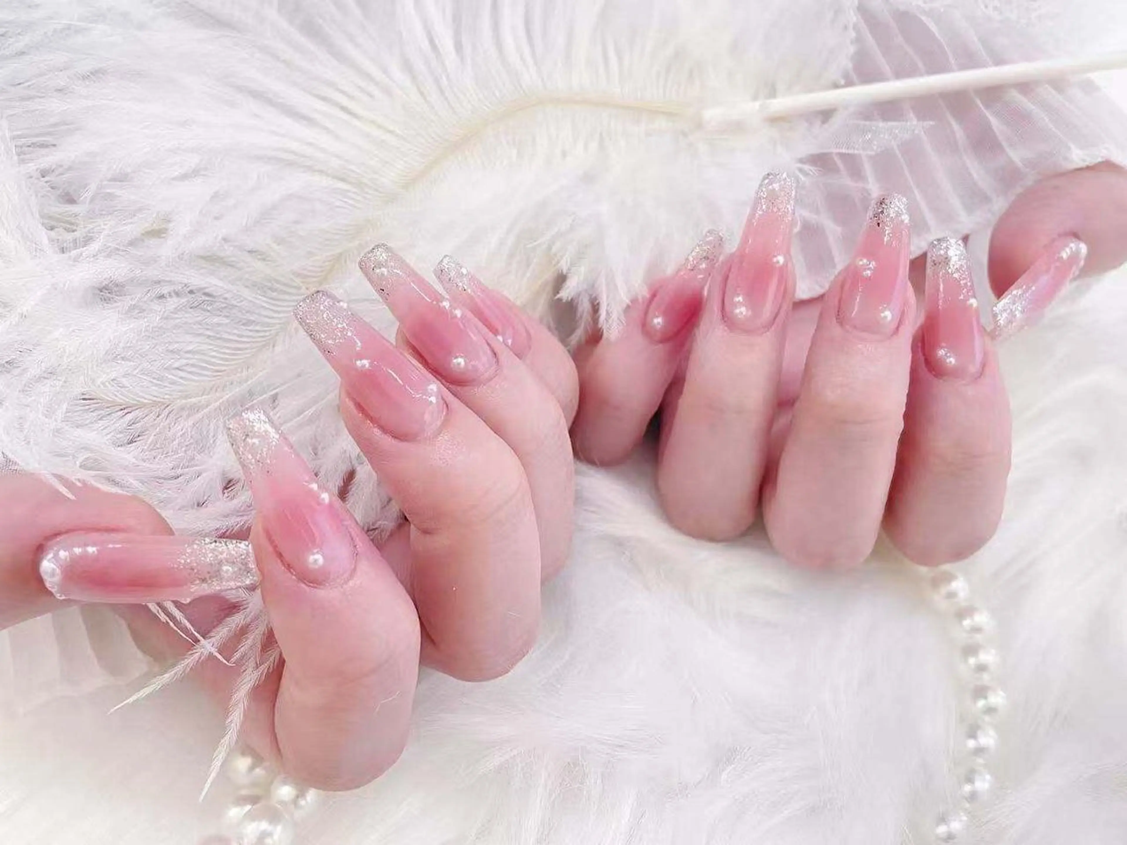 ネイル チークネイル 長さ出し フレンチネイル ガーリー 韓国ネイル SunNail池袋駅 ワンホンネイルのネイルデザイン