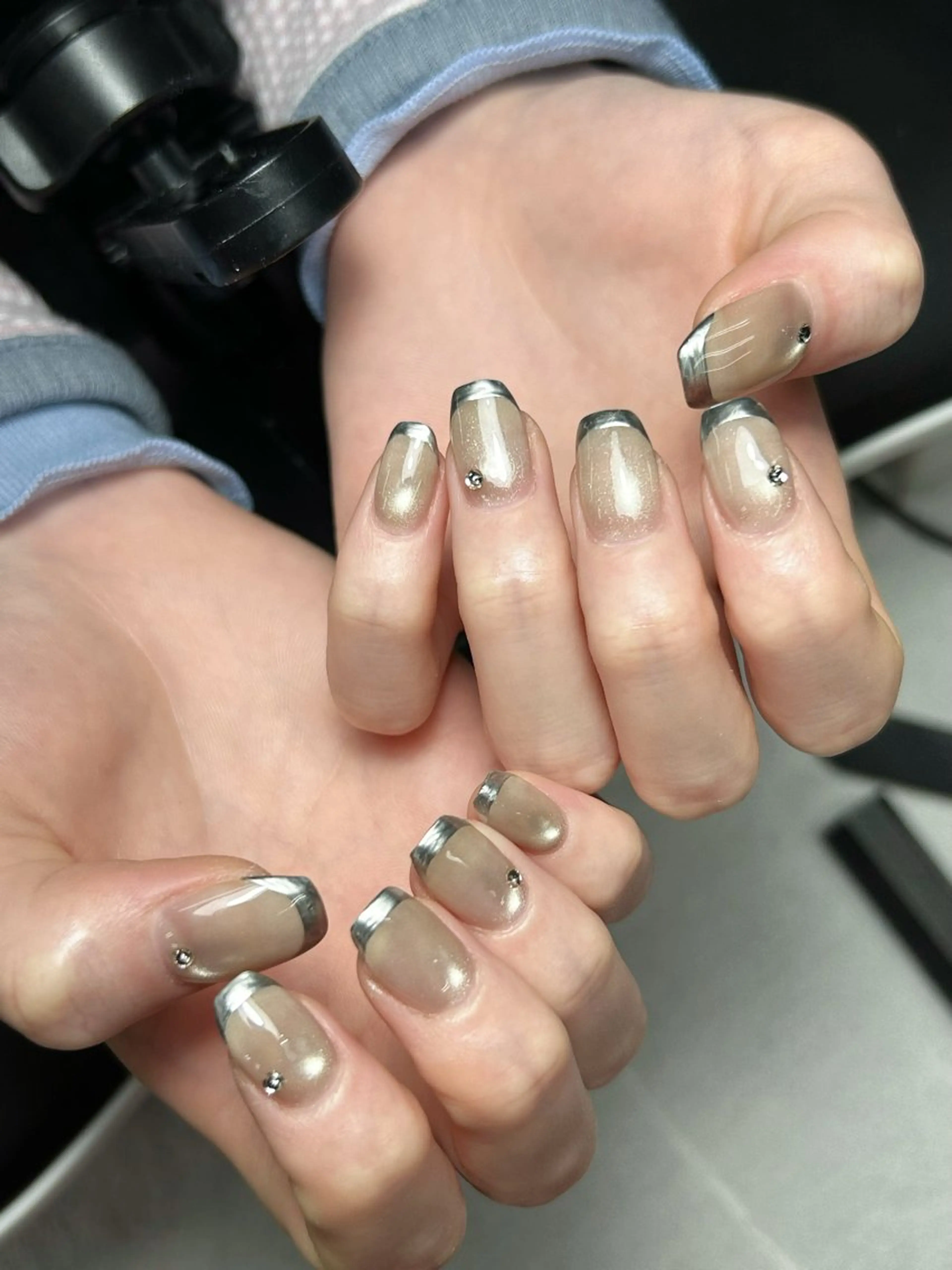 ネイル 韓国ネイル 持ち込み ニュアンスネイル ネイルチップ 冬ネイル RINN ANA.CHUOのネイルデザイン