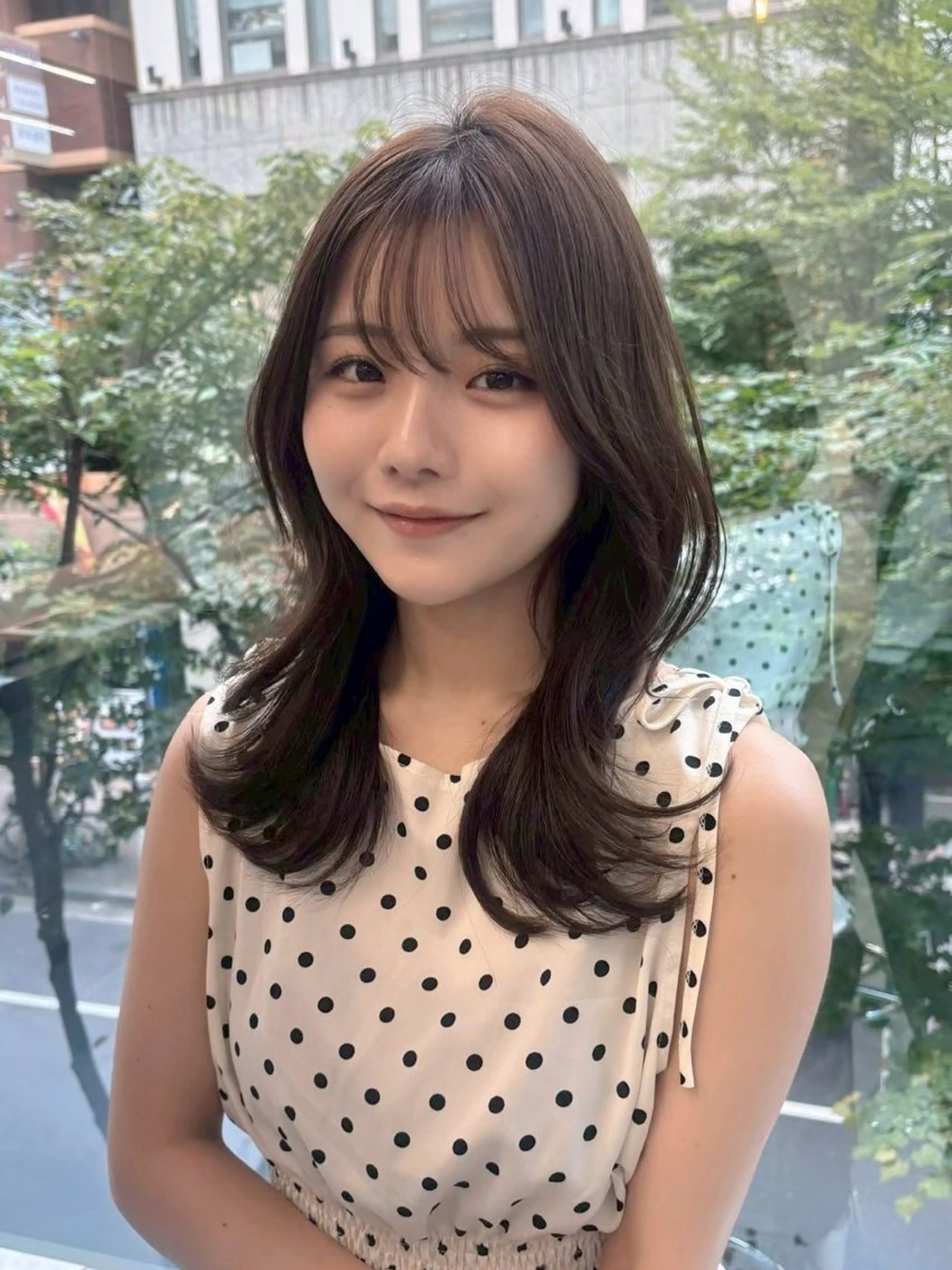 ミディアム カラー カット ヘアカラー トリートメント レイヤー×顔周 り×髪質改善/MIUのヘアスタイル