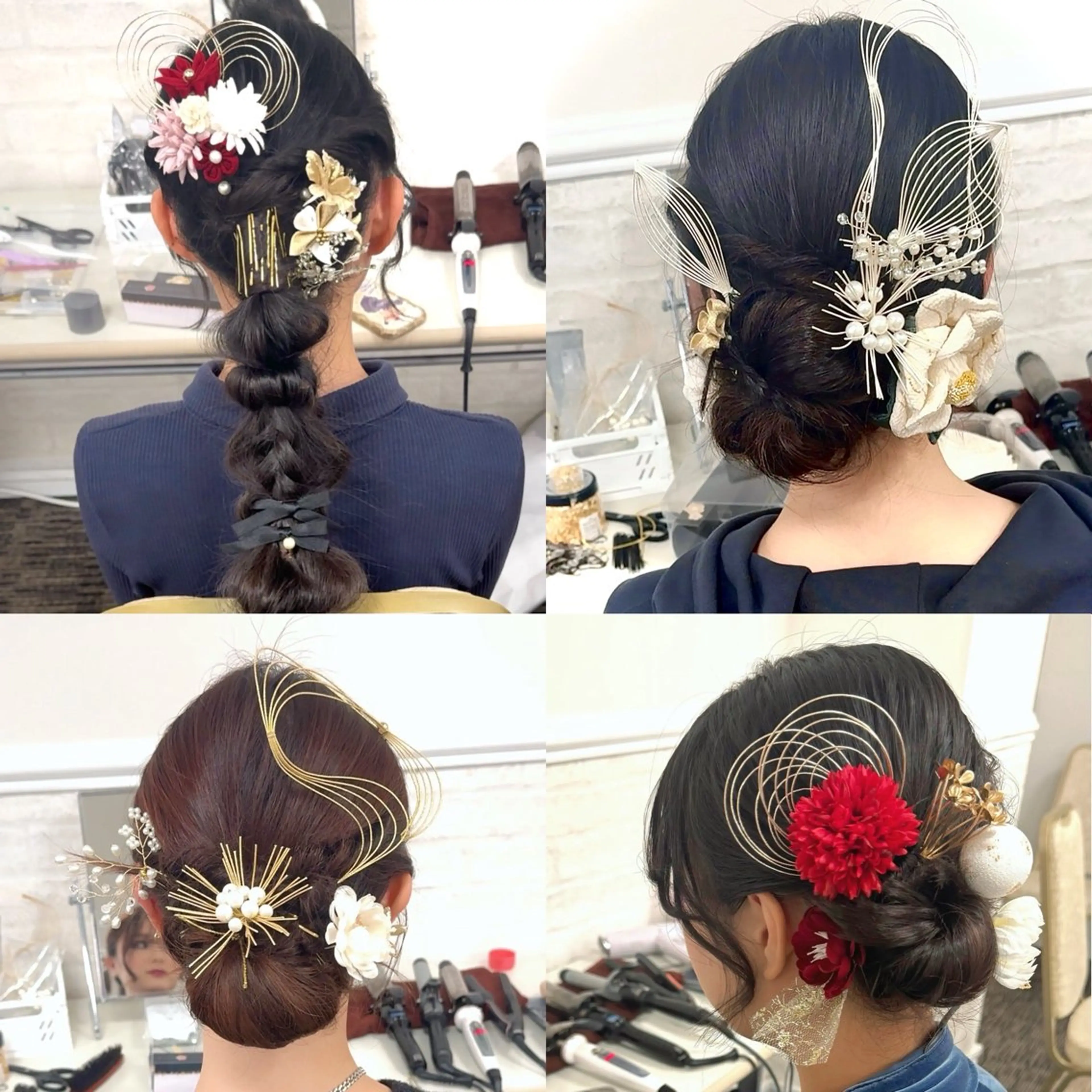 ヘアアレンジ 成人式 結婚式・ブライダル 入学式 ヘアセット 韓国風/小顔レイヤー /艶カラーのヘアスタイル