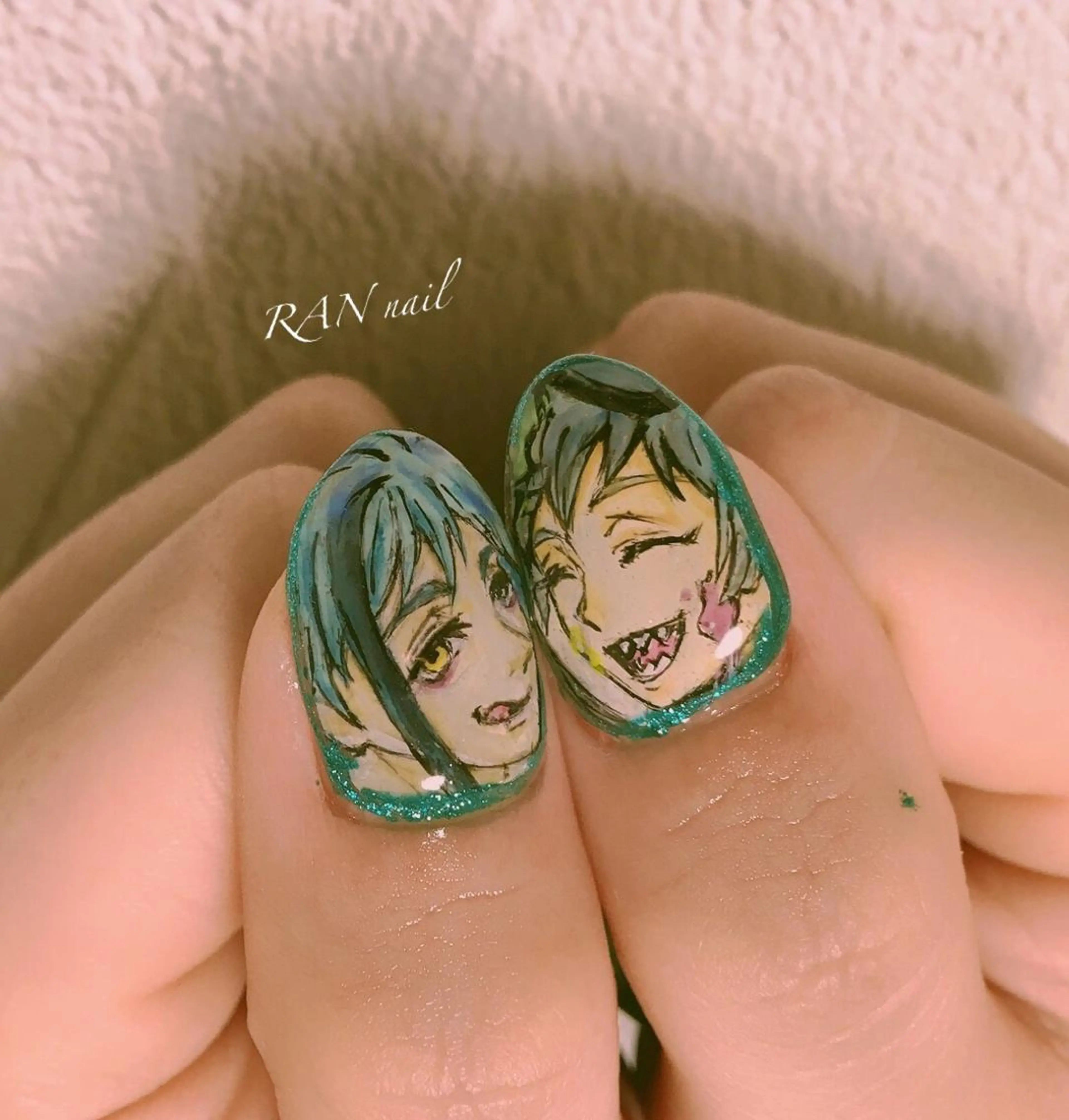 ネイル ブルー グリーン ニュアンスネイル 冬ネイル その他(ネイル) RAN nail 〜ランネイル〜所属・RAN nailのネイルデザイン