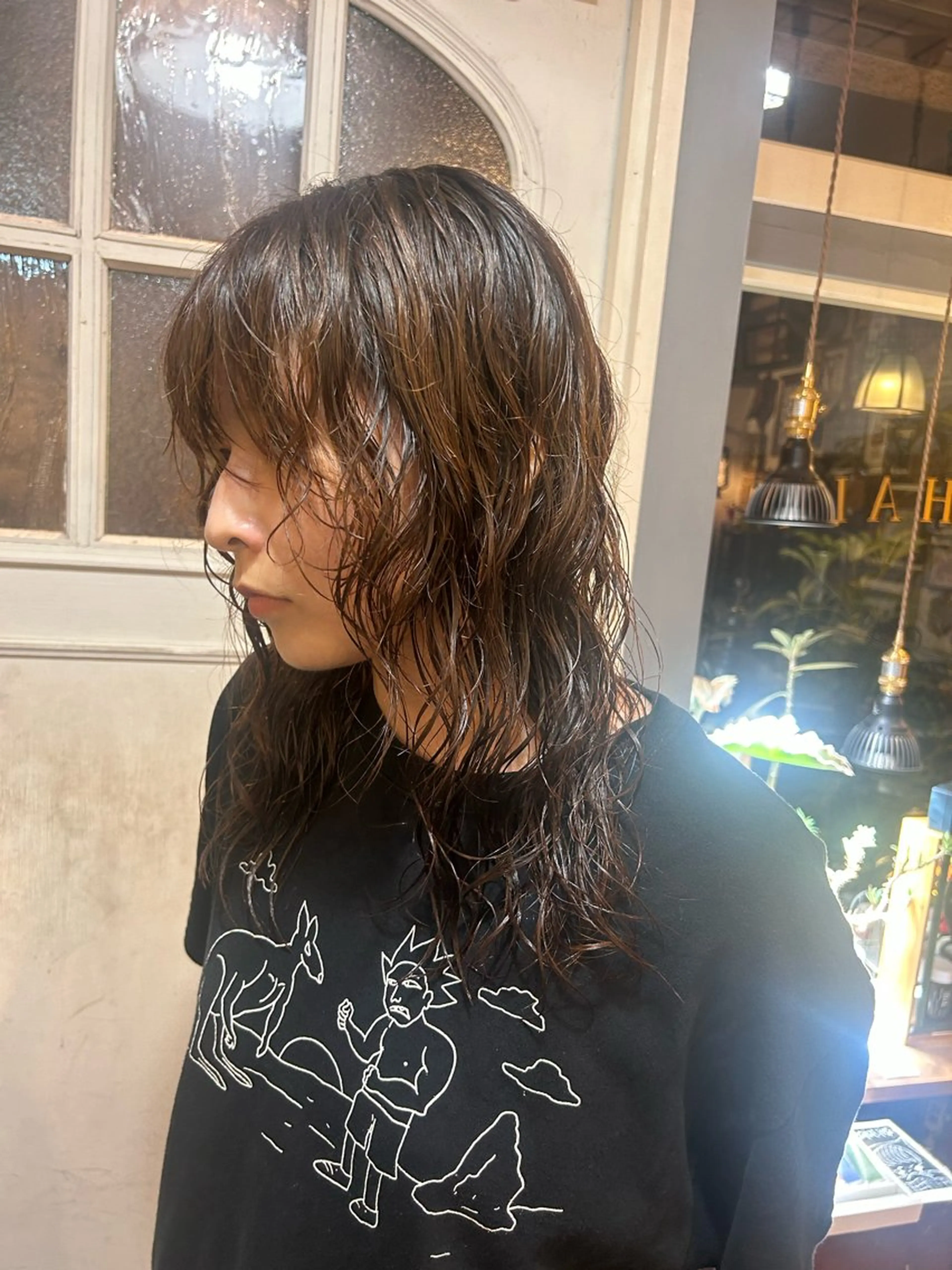 ロング パーマ カット パーマ トリートメント 清水千優/パーマ/透 明感カラー/メンズのヘアスタイル