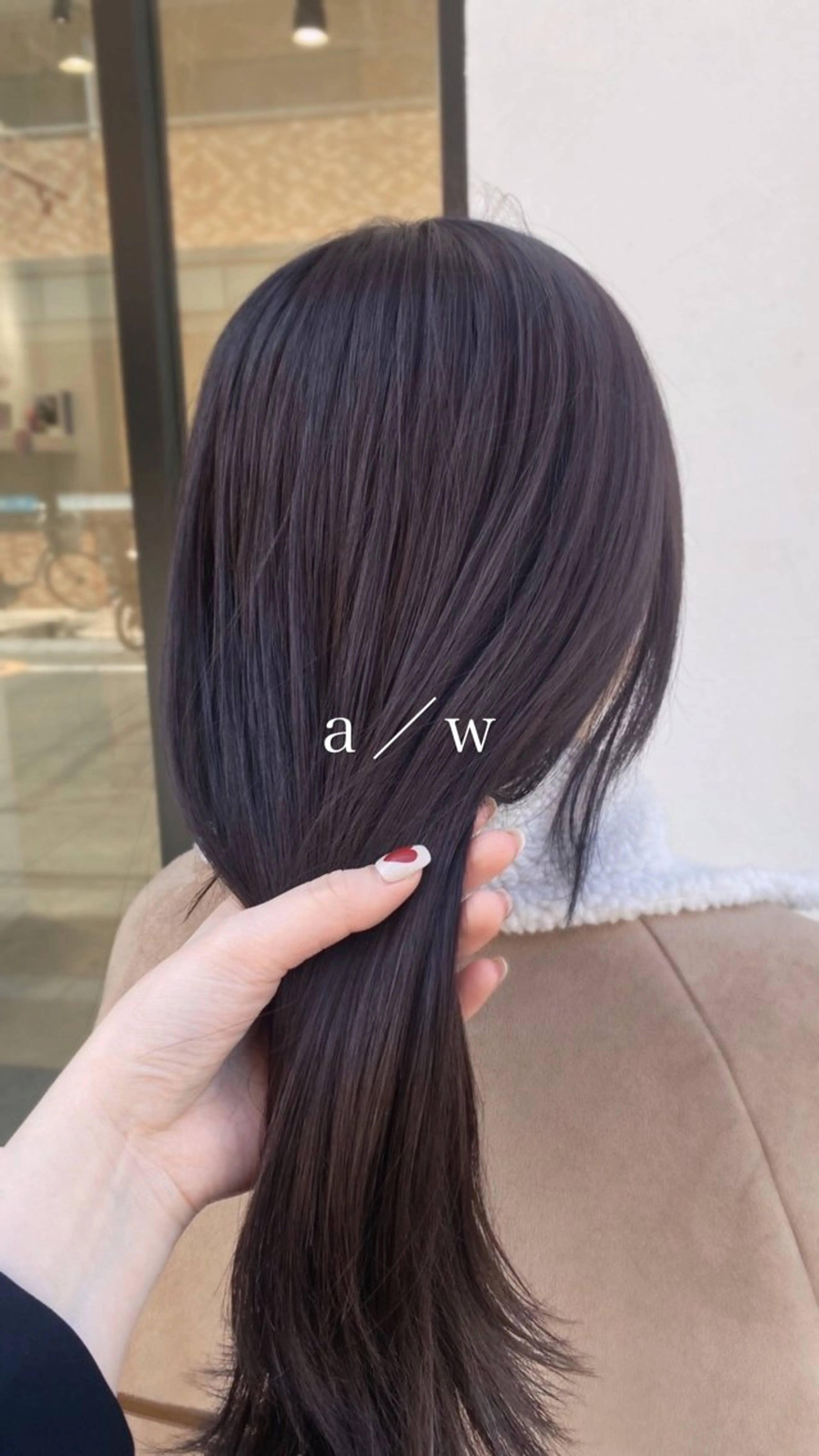 セミロング カラー グレージュ ラベンダーカラー ラベンダーグレージュ ラベンダーグレー hair shioのヘアスタイル