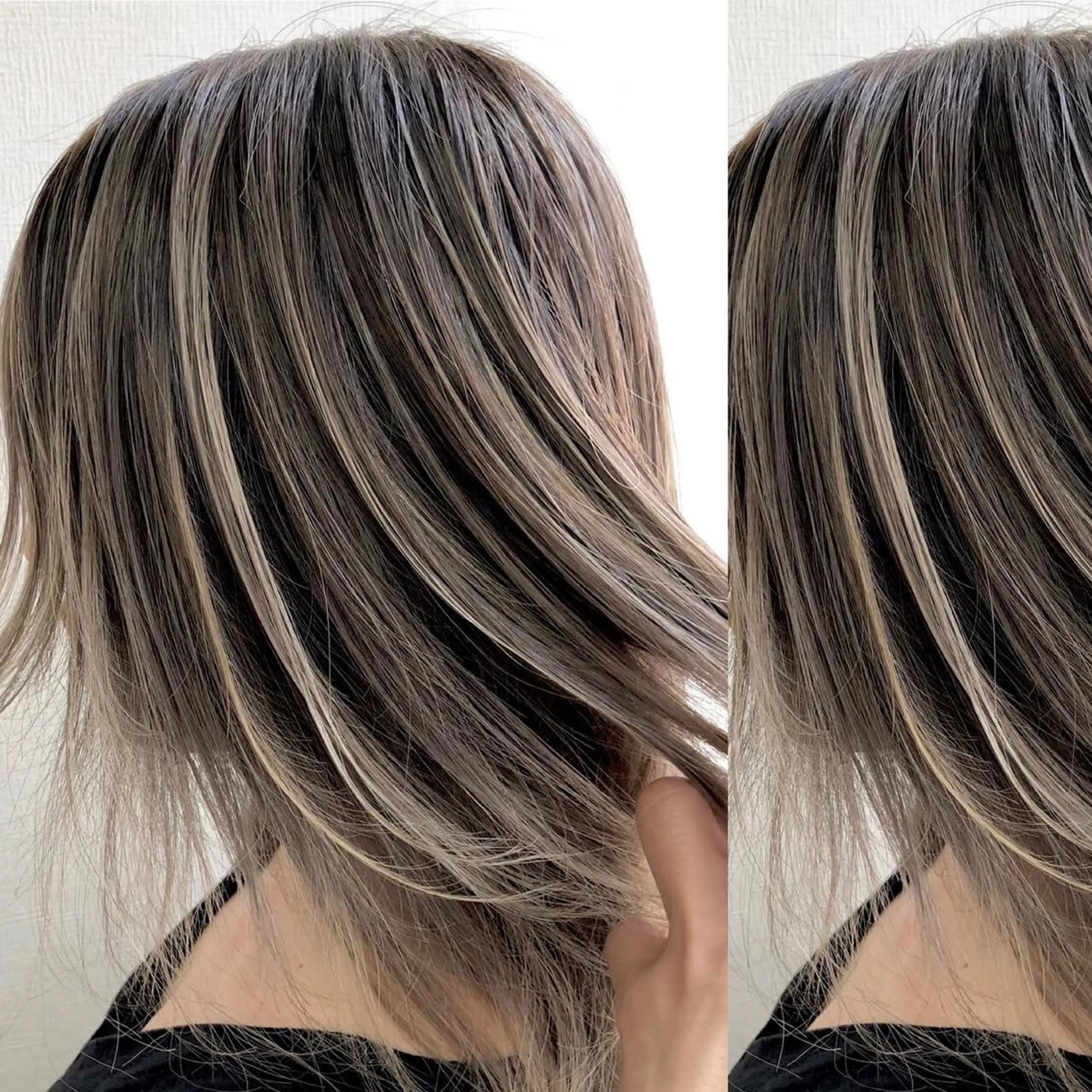 ミディアム カラー JuNブリーチに 縮毛矯正するプロのヘアスタイル