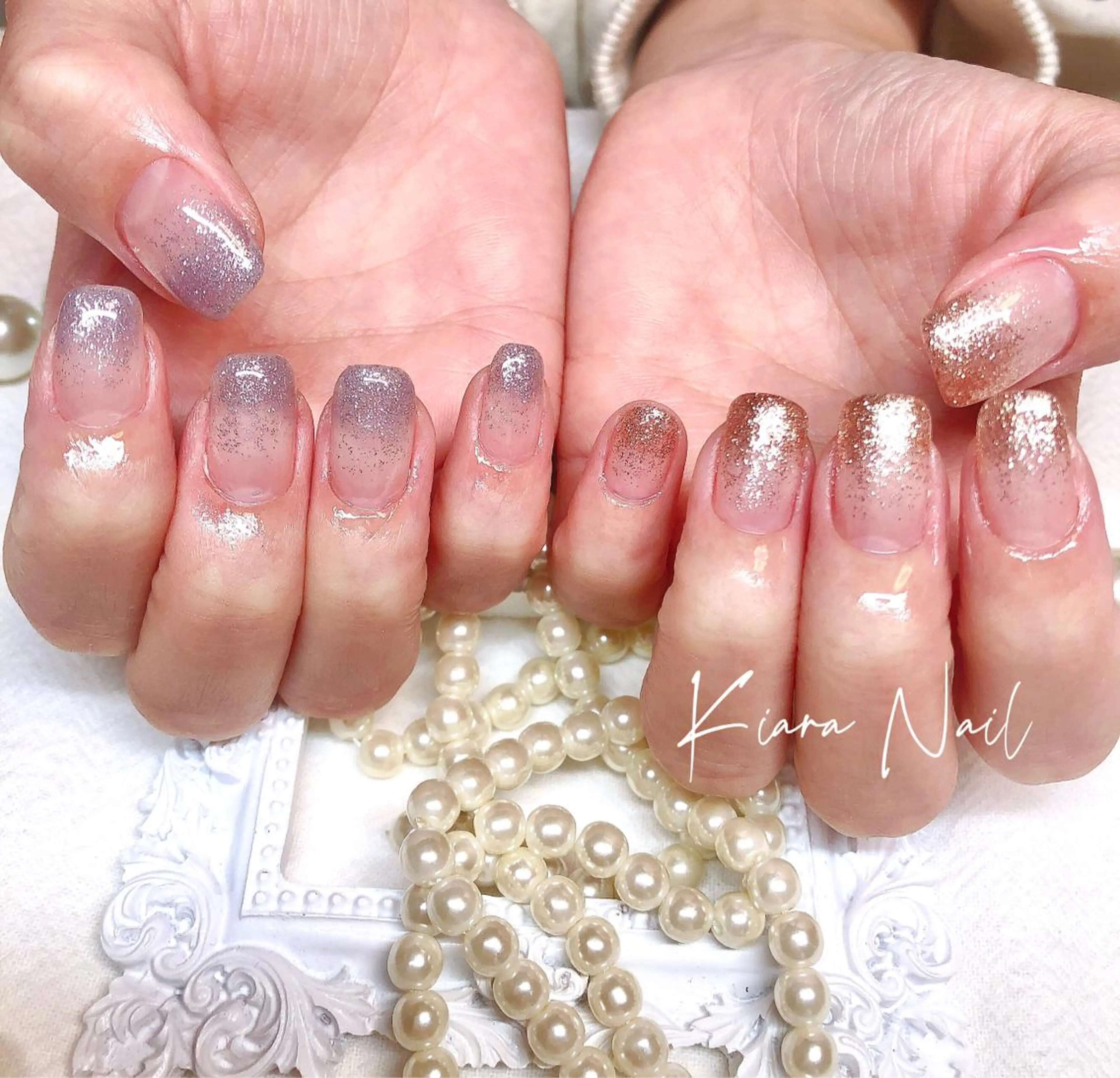 ネイル グラデーション ラメ(グリッター) 🍭Kiara Nail🍭のネイルデザイン