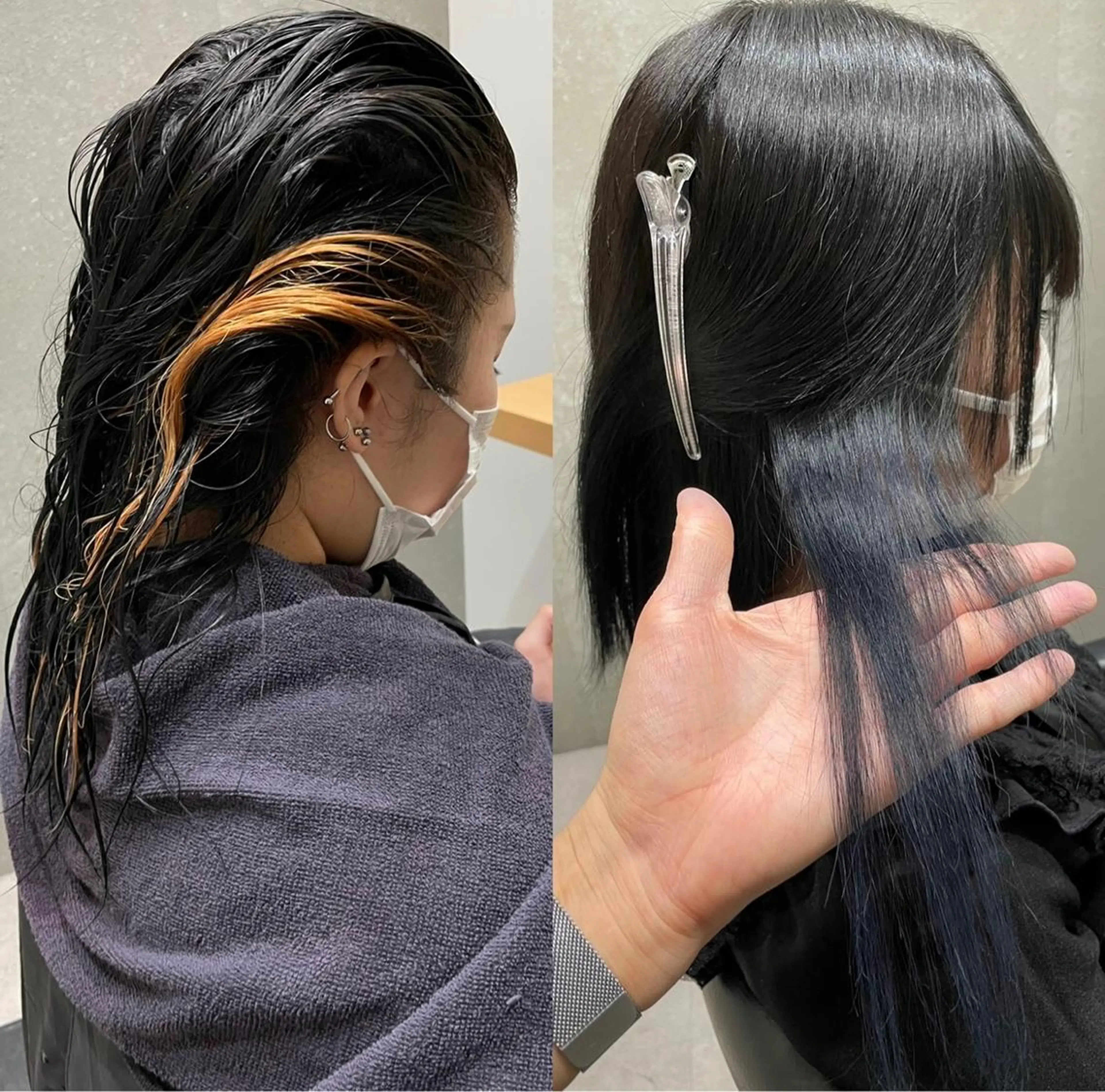 セミロング カラー アディクシーカラー ブリーチ ブルーカラー ケアブリーチ エドルカラー ヘアカラー 髪質改善ヘアケア 艶髪特化/上田のヘアスタイル