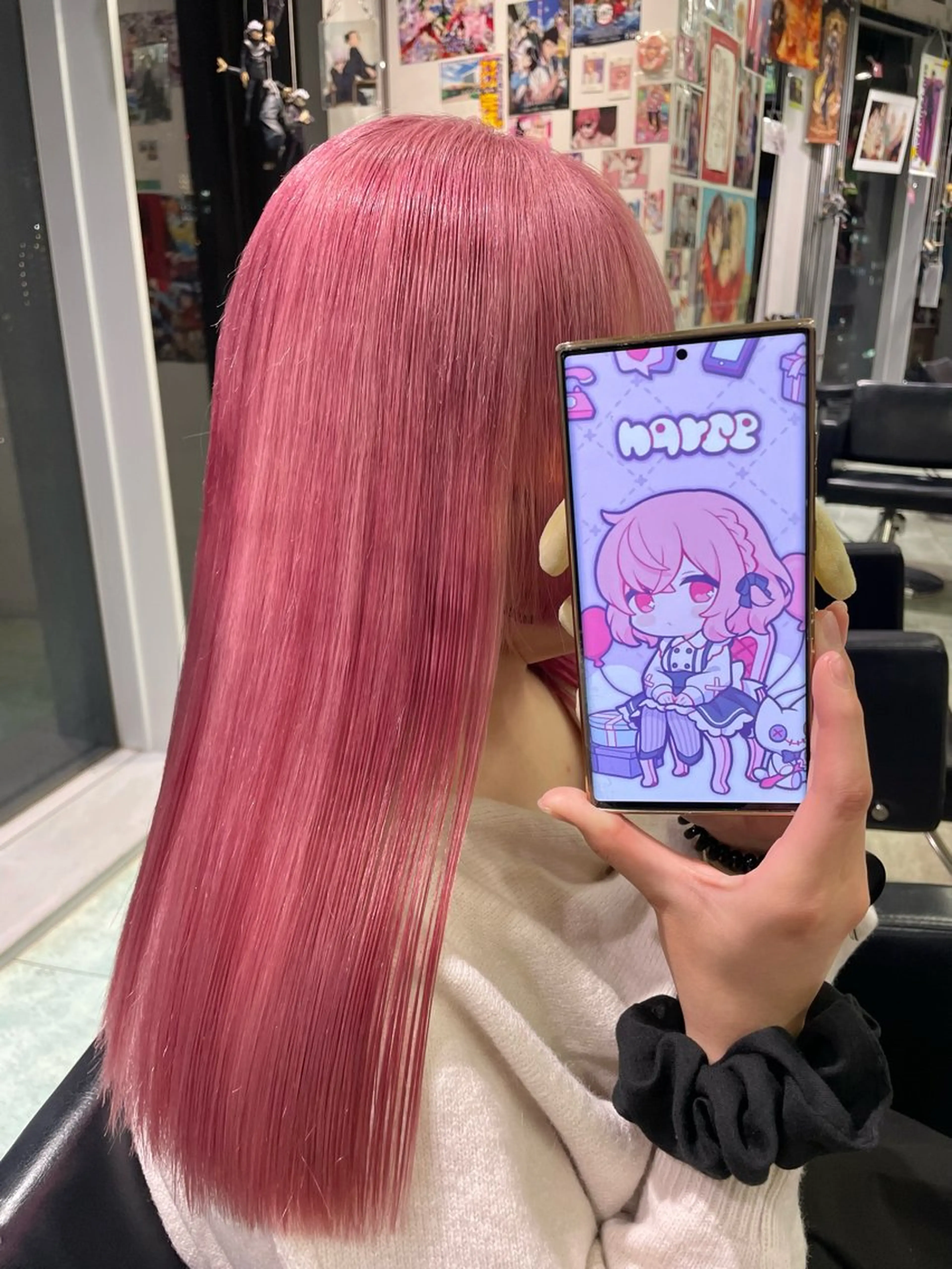 ミディアム カラー ブリーチ ケアブリーチ ダブルカラー ピンクカラー ホワイトピンク ヘアカラー トリートメント インナーカラー/推し ウルフ/アニメカラーのヘアスタイル