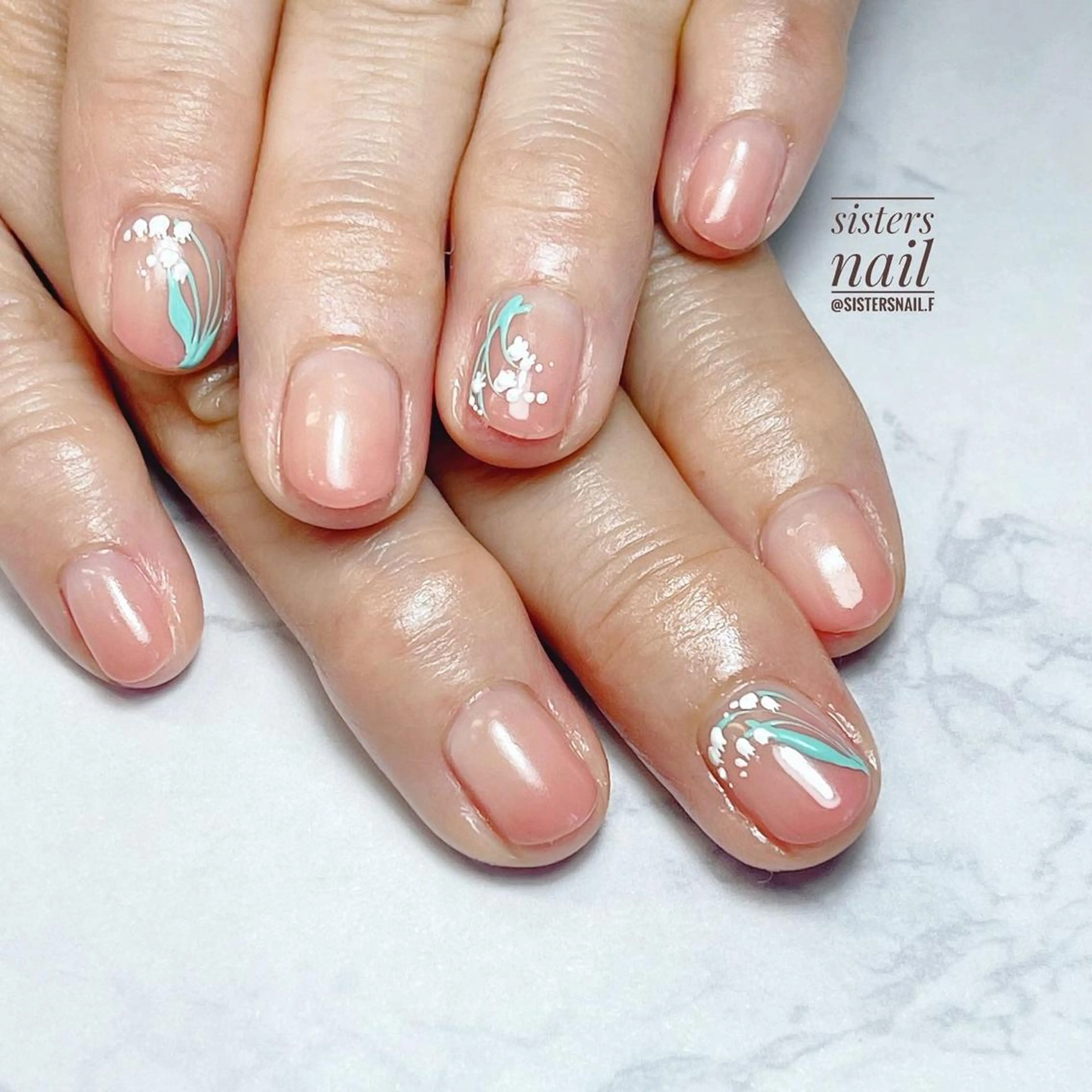 ネイル アートネイル フラワーネイル グラデーション オフィスネイル 春ネイル sisters nail.fのネイルデザイン