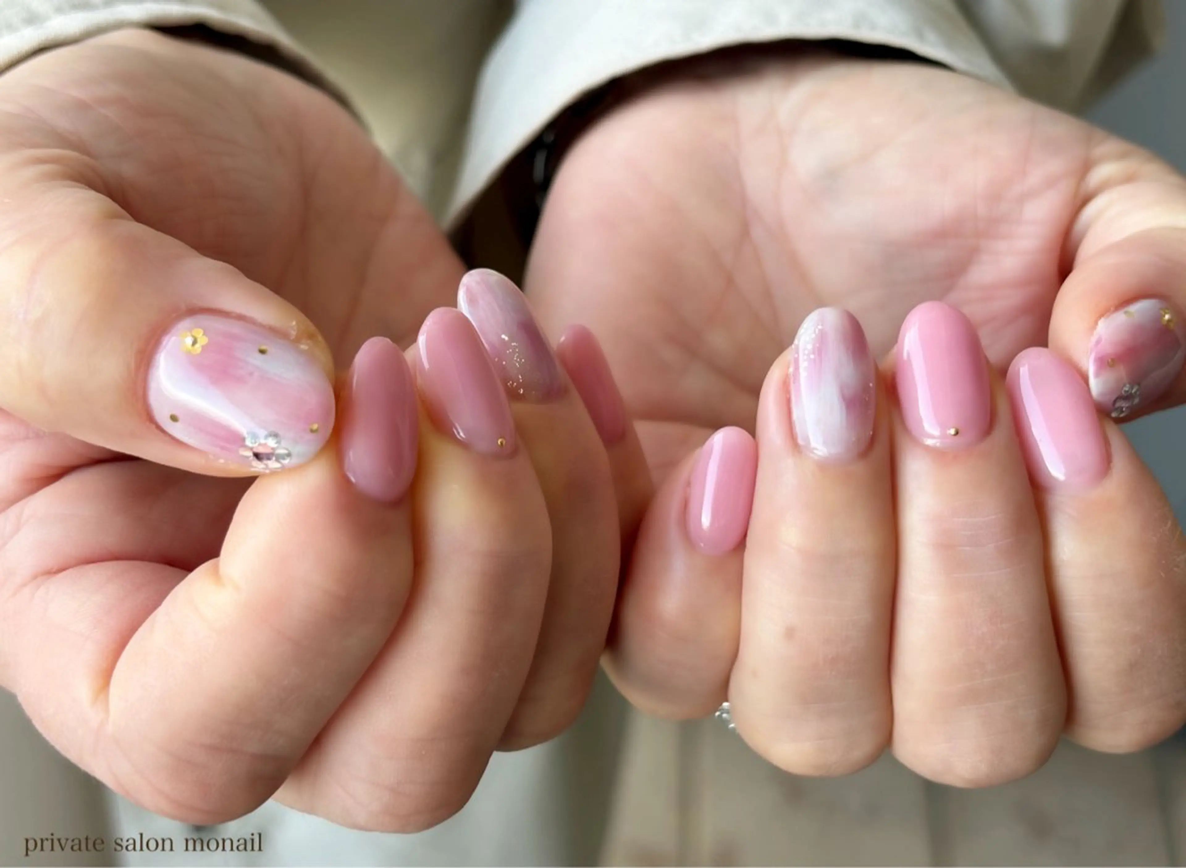 ネイル ピンク 春ネイル private  nail monail所属・nail salon monailのネイルデザイン