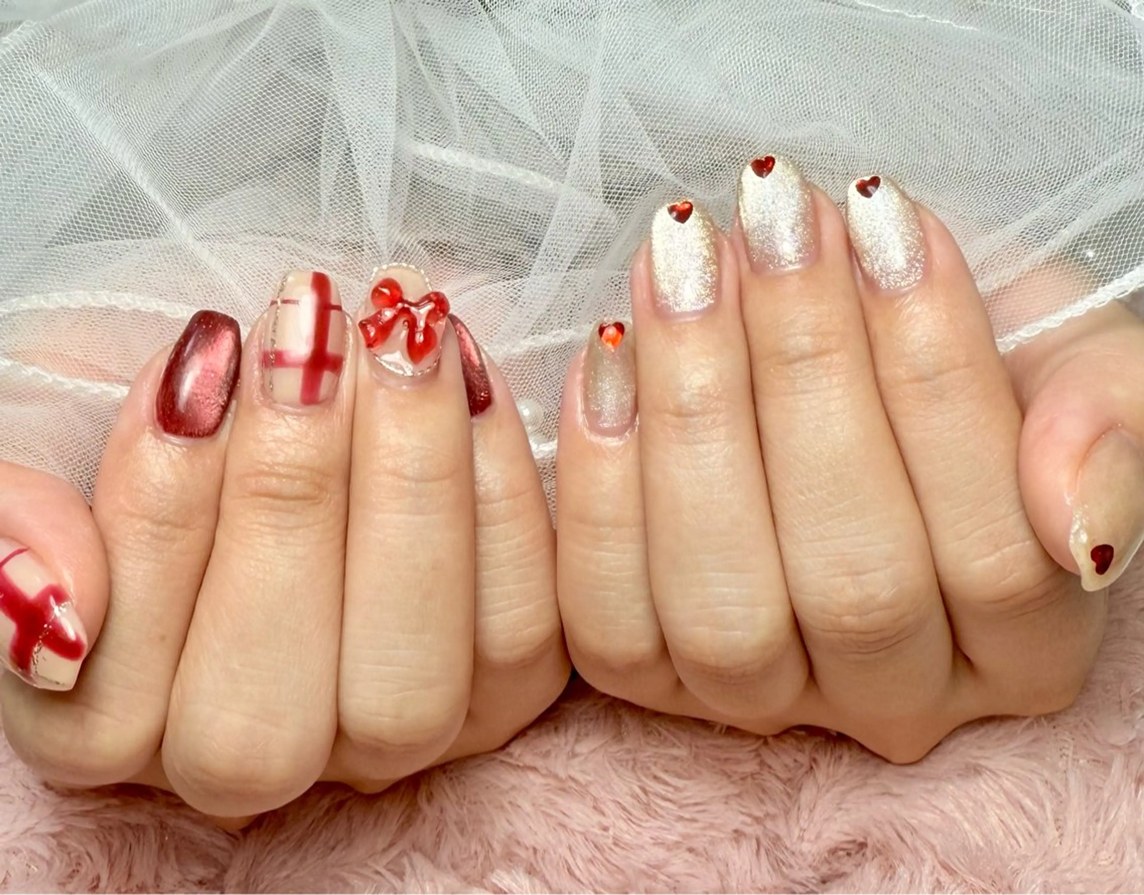 ネイル アートネイル チークネイル フラッシュネイル フラッシュマグ フレンチネイル M.N_ nailのネイルデザイン