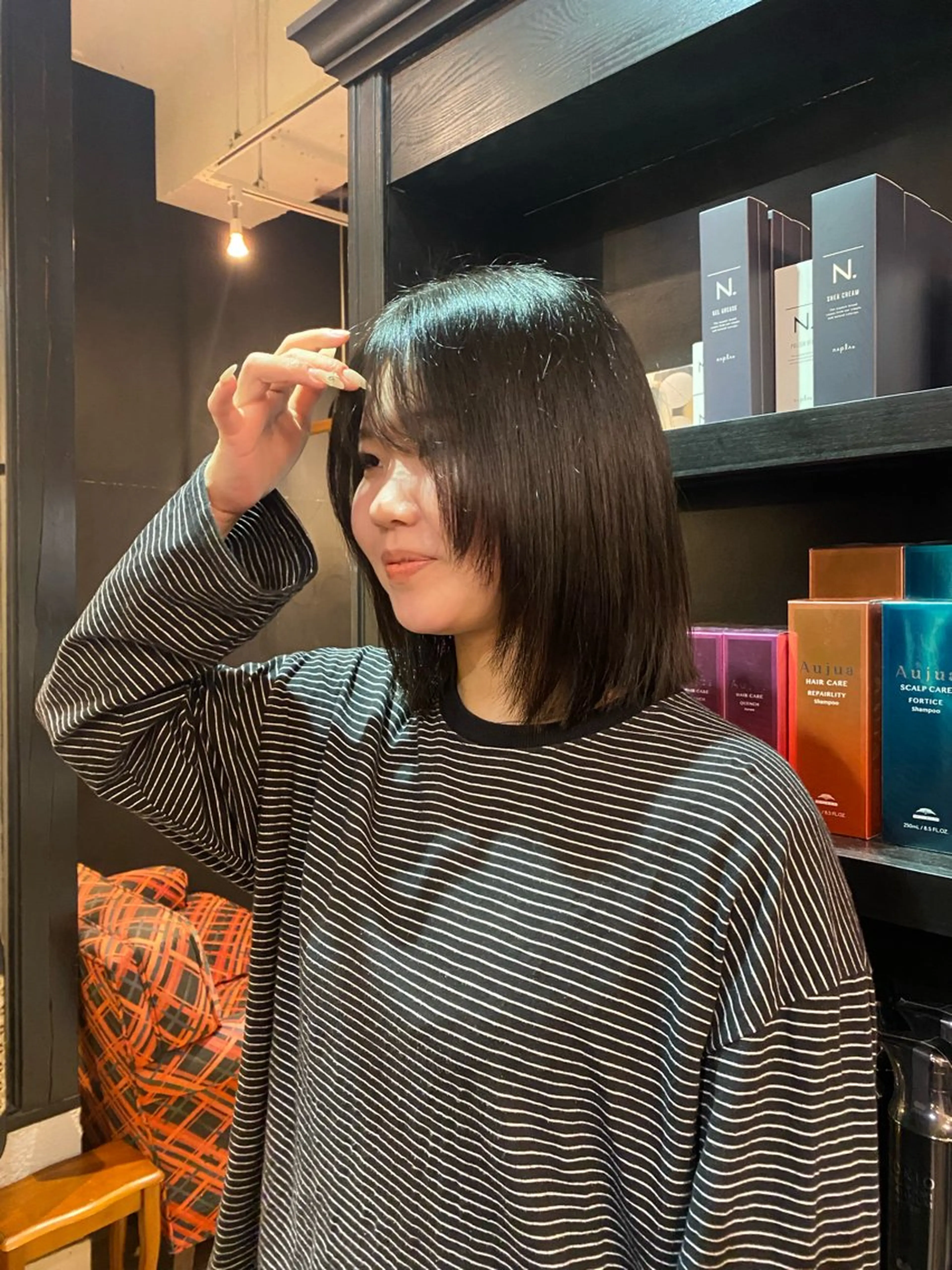 ミディアム 顔まわりレイヤー レイヤーカット 原田 梓未のヘアスタイル