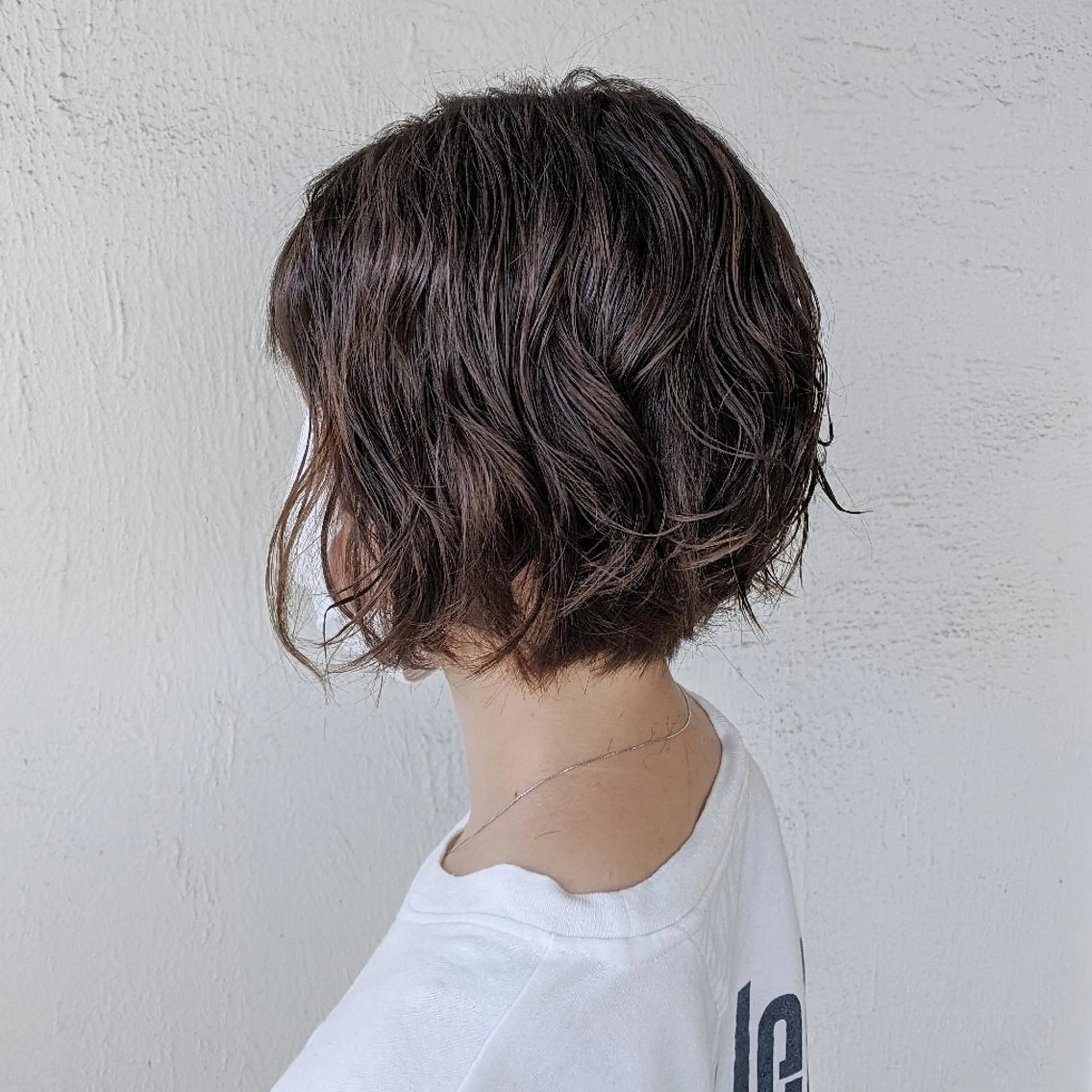 ショート パーマ 浜田りほ Luxbe 博多バスターミナルのヘアスタイル