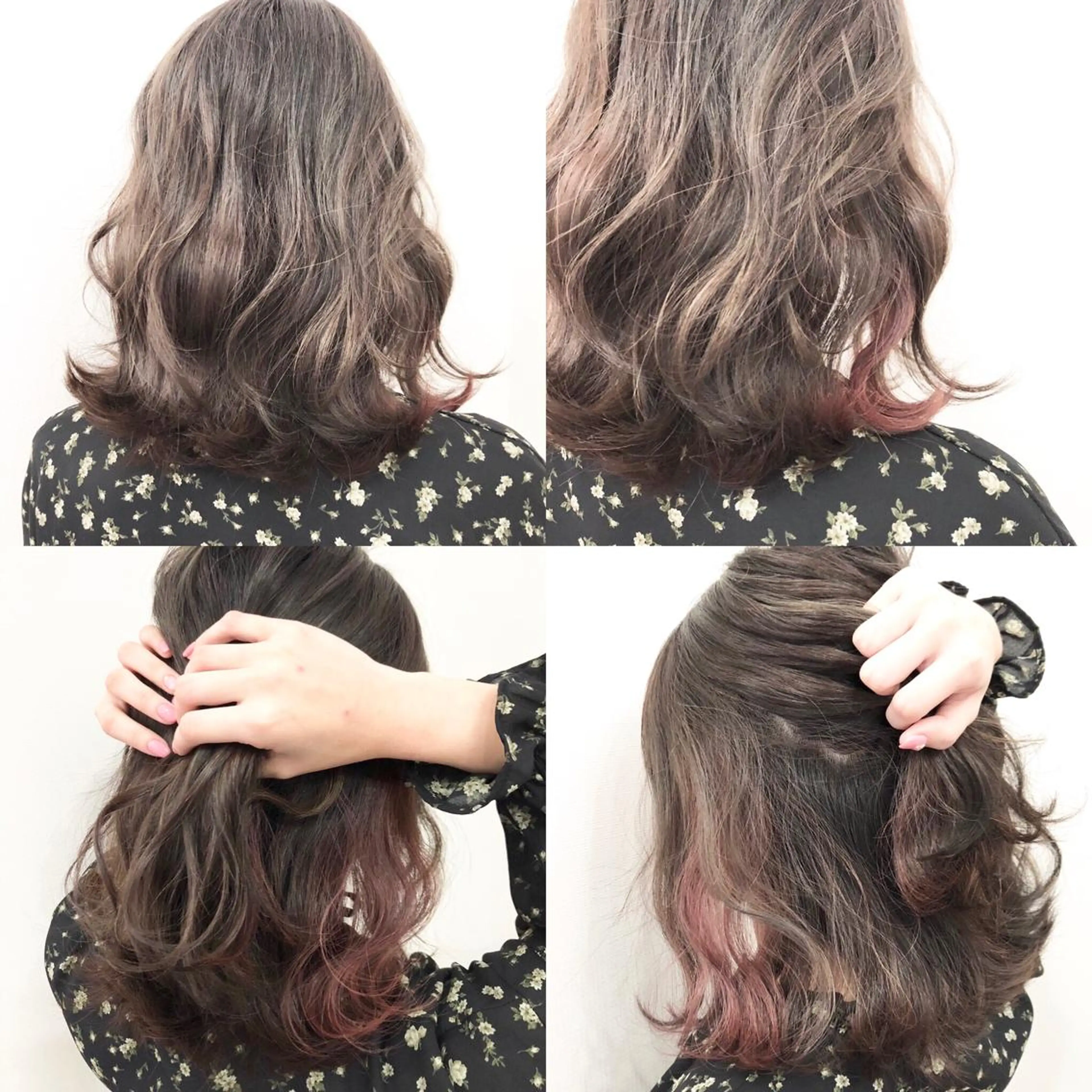 ミディアム カラー ヘアアレンジ ピンクカラー Asian Hair &Eyebrowのヘアスタイル