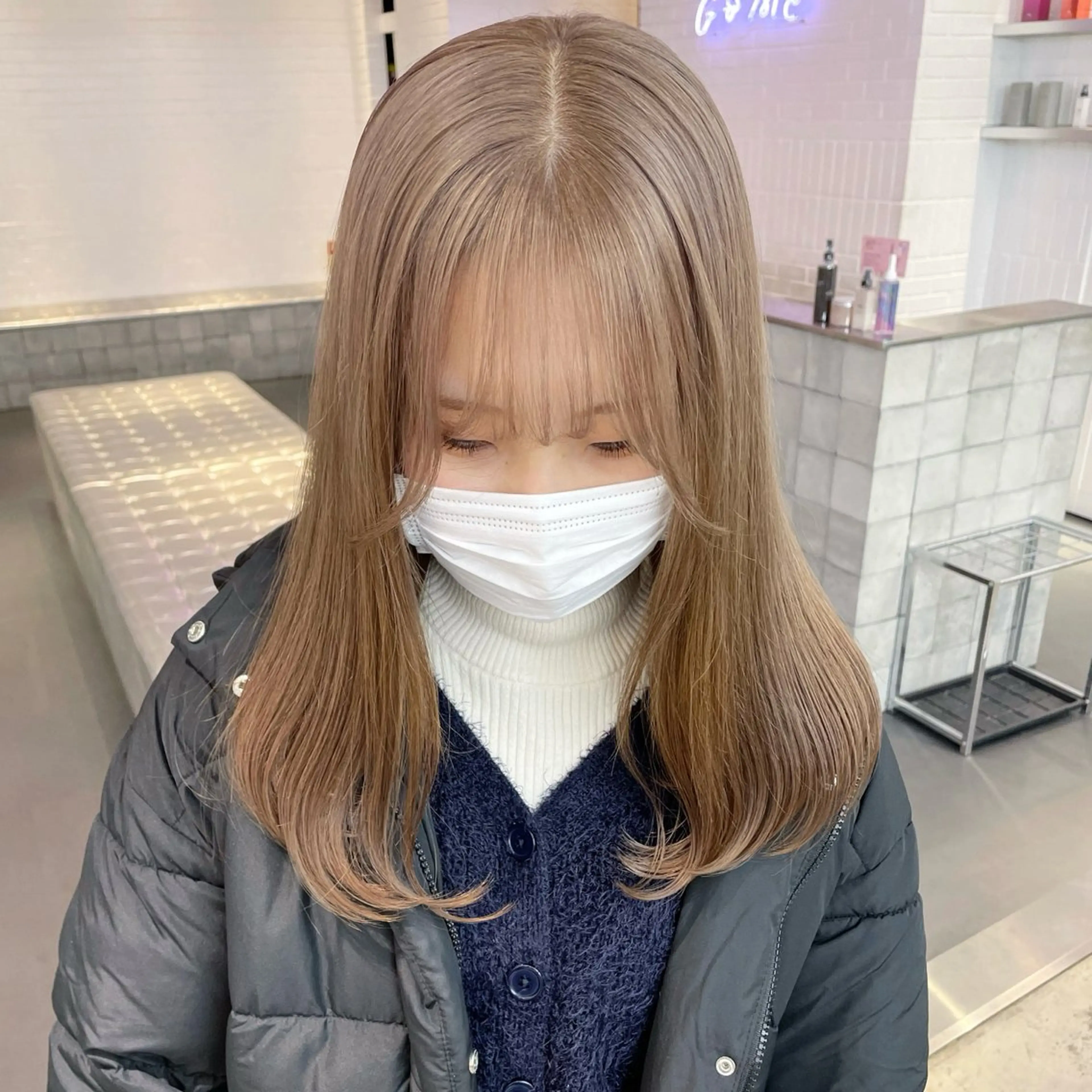 ロング カラー メンズ ベージュカラー ミルクティーベージュ カット ヘアカラー トリートメント ボブ×柔らかいカラー 🩰misaki𓍼のヘアスタイル