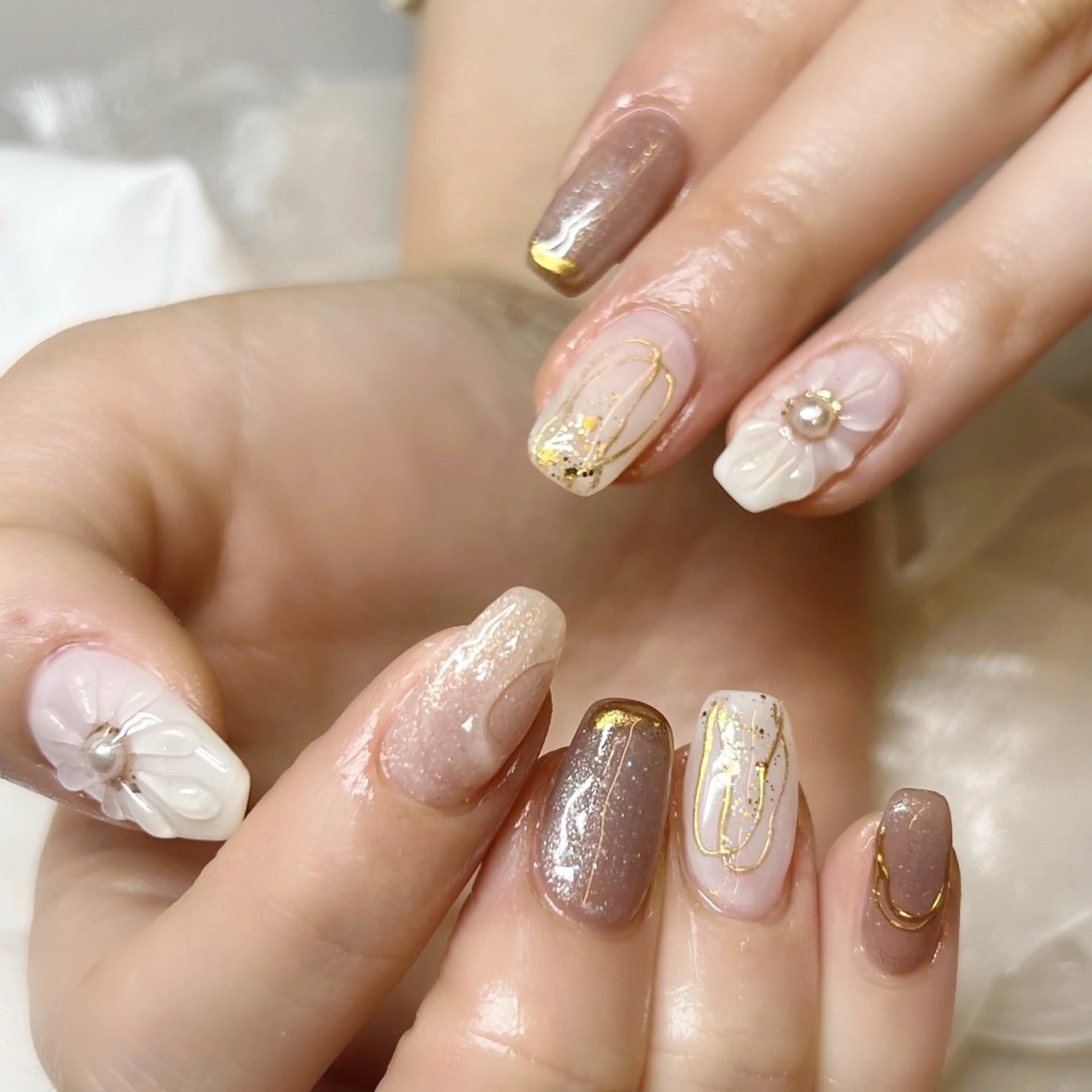 ネイル アートネイル オーロラネイル 入学式 ジェルネイル 韓国ネイル ハンドネイル clover nailのネイルデザイン