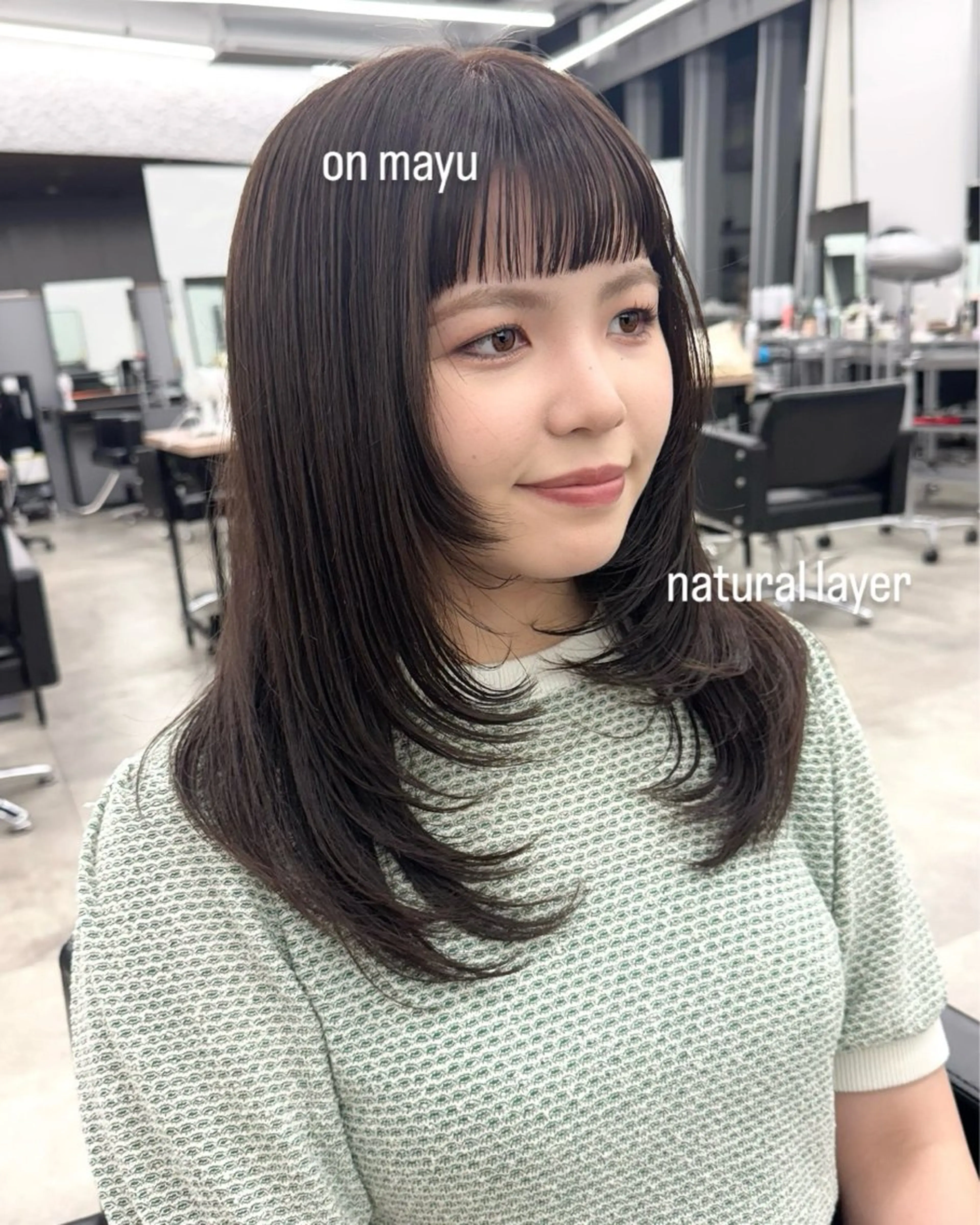 ミディアム カラー グレージュ レイヤーカット オン眉 カット ヘアカラー トリートメント レイヤー/透明感/ 顔周り/kana🩰のヘアスタイル