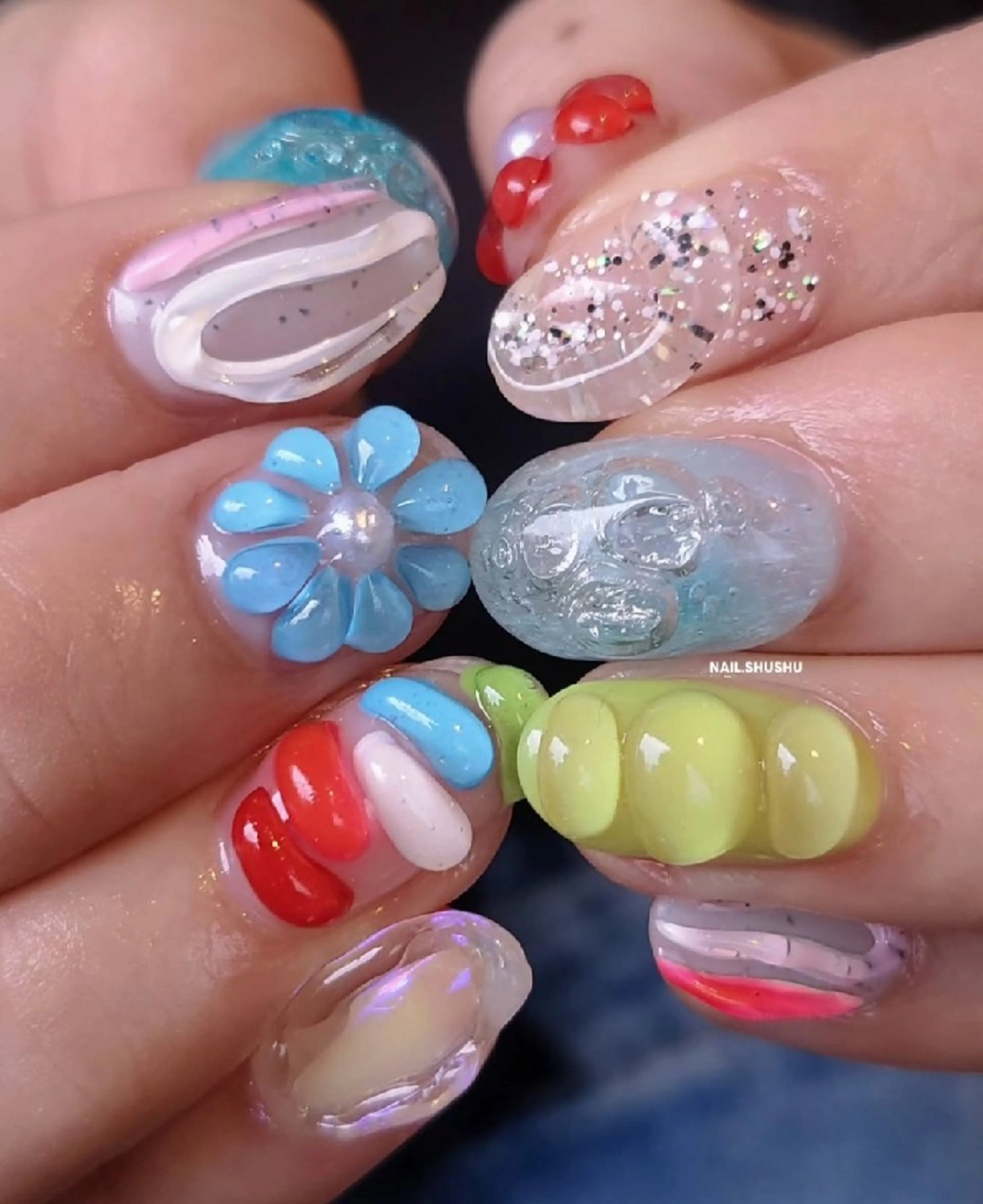 ネイル ハンドネイル 3dパーツ/流行り 👧shushu❤️のネイルデザイン