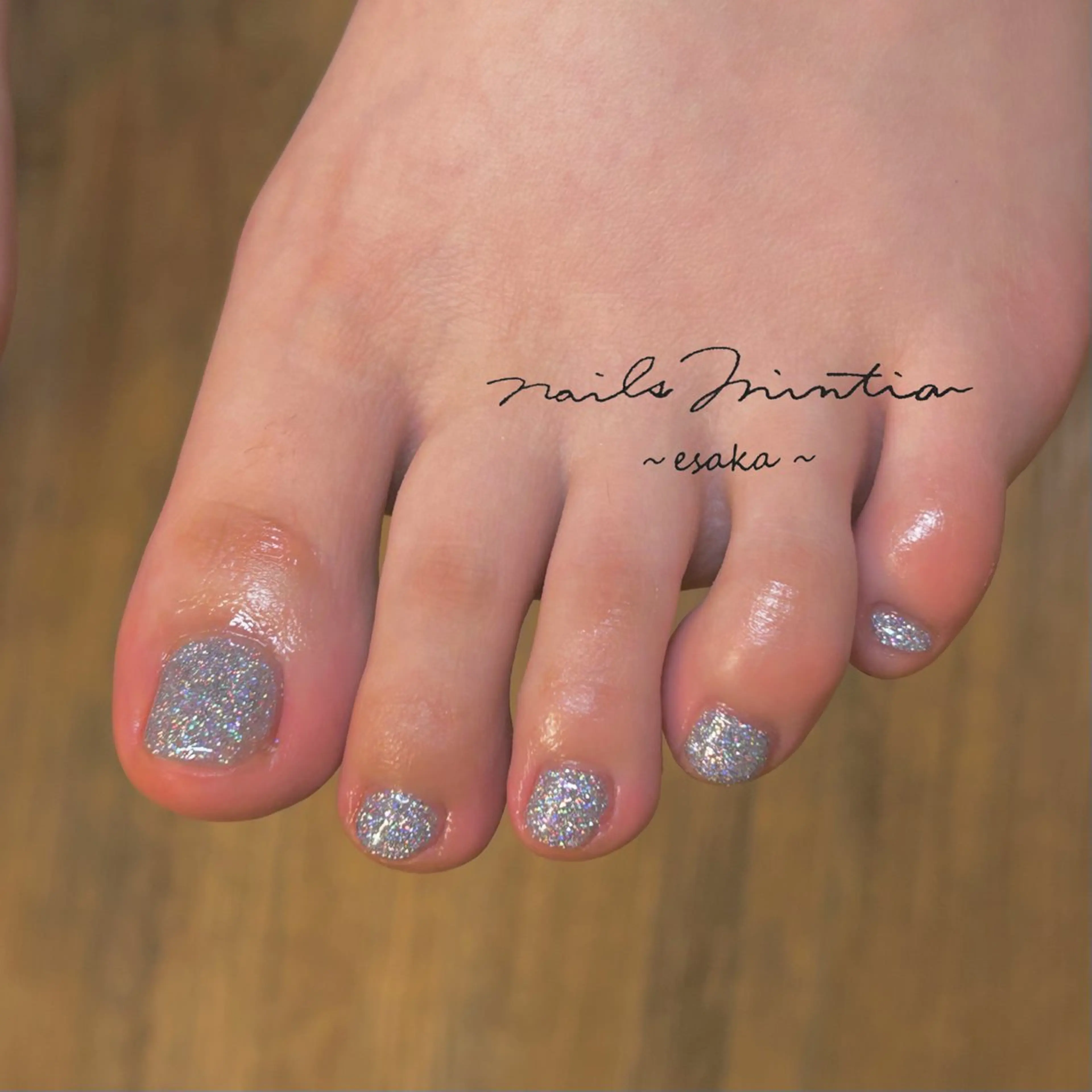 ネイル ブルー フラッシュネイル フットネイル nails Mintia ~esaka~所属・松本 麻子のネイルデザイン